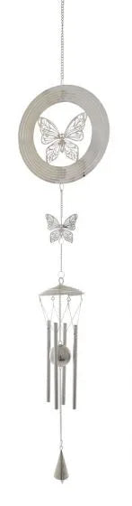 Silver Mystic Wind Chime Hanging Bell - Butterfly