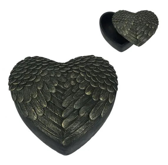 Angel Wings Heart Shaped Keepsake Storage Dish Box Jewellery Display Holder