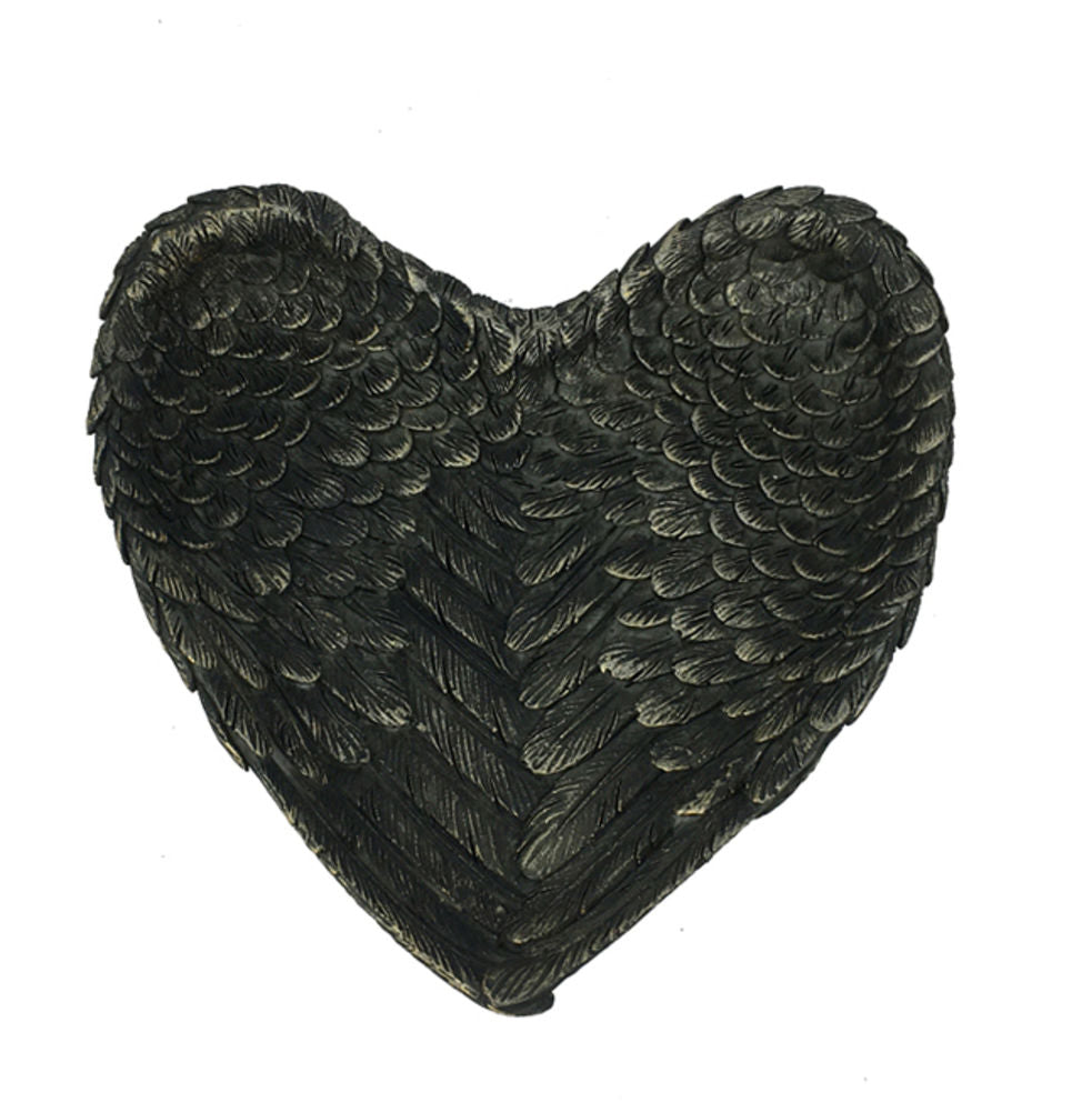 Angel Wings Heart Shaped Keepsake Storage Dish Box Jewellery Display Holder