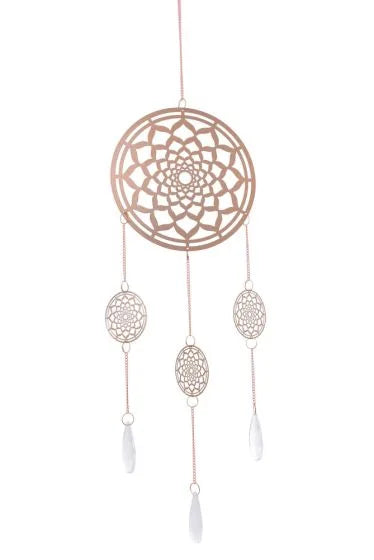 Rose Gold Spiral Wind Chime Hanging Crystal Charm - Mandala