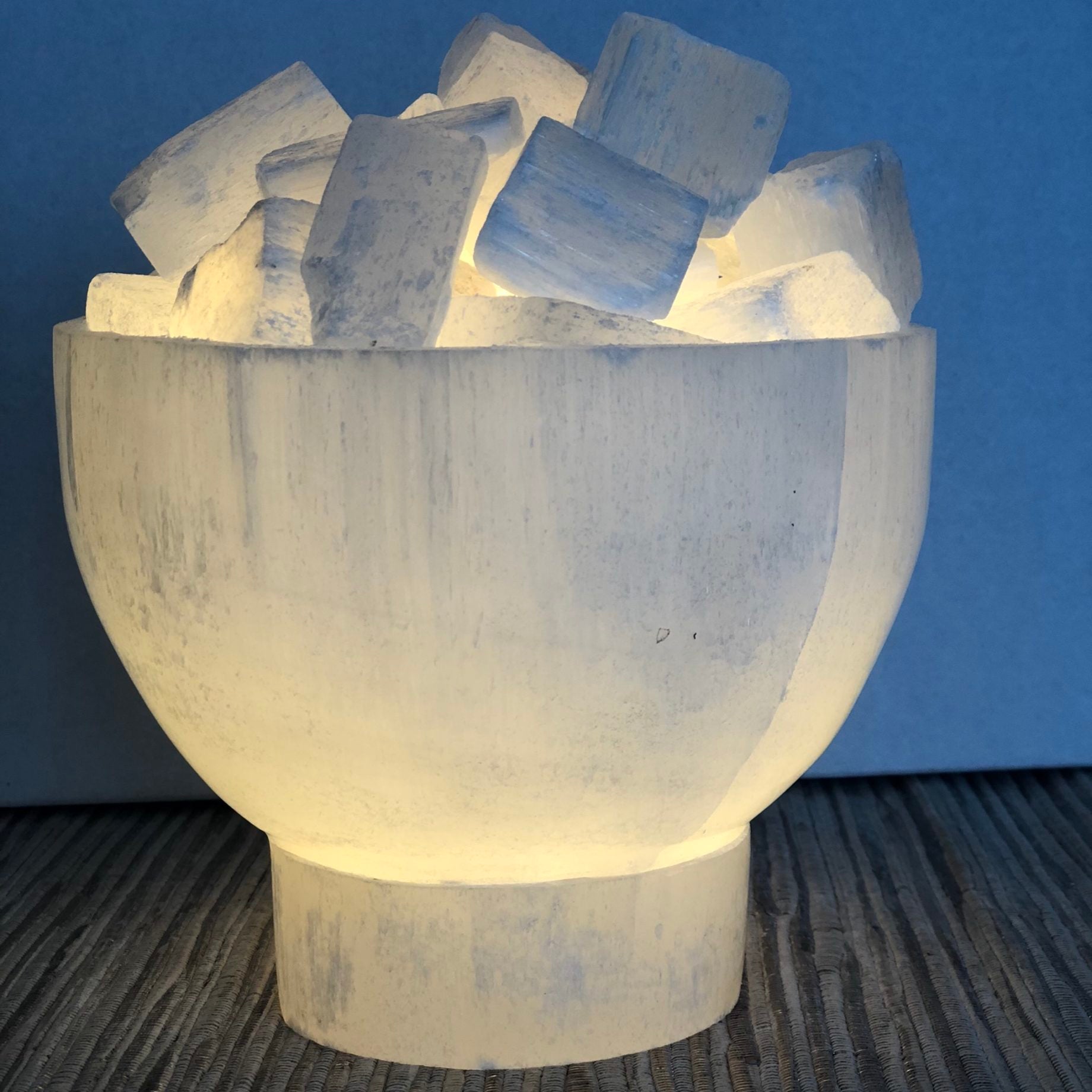 Selenite Firebowl Lamp Chunks Rocks Natural Raw Crystal