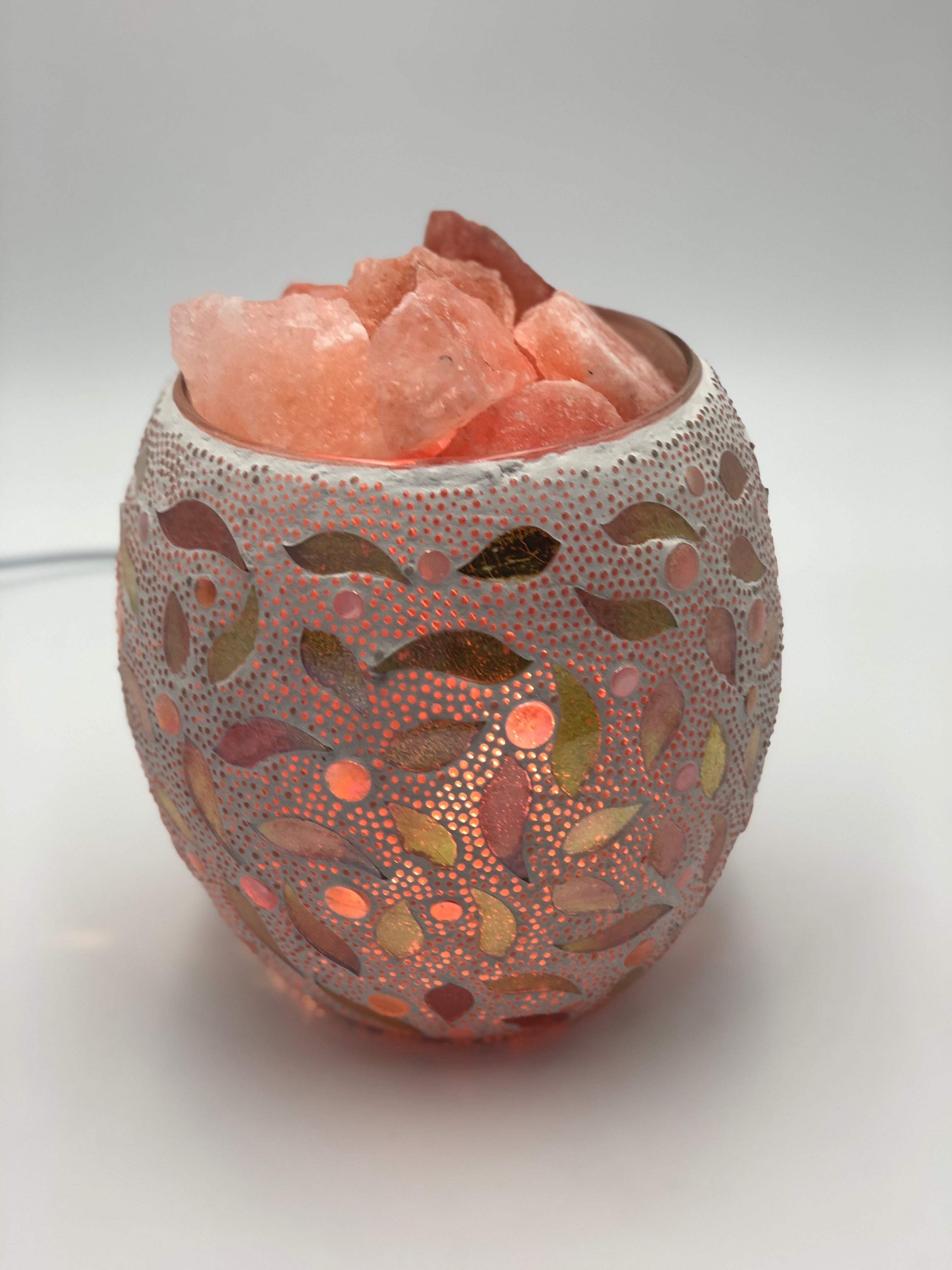 Gold Leaf Glass Mosaic Vase Bowl Himalayan Salt Lamp Natural