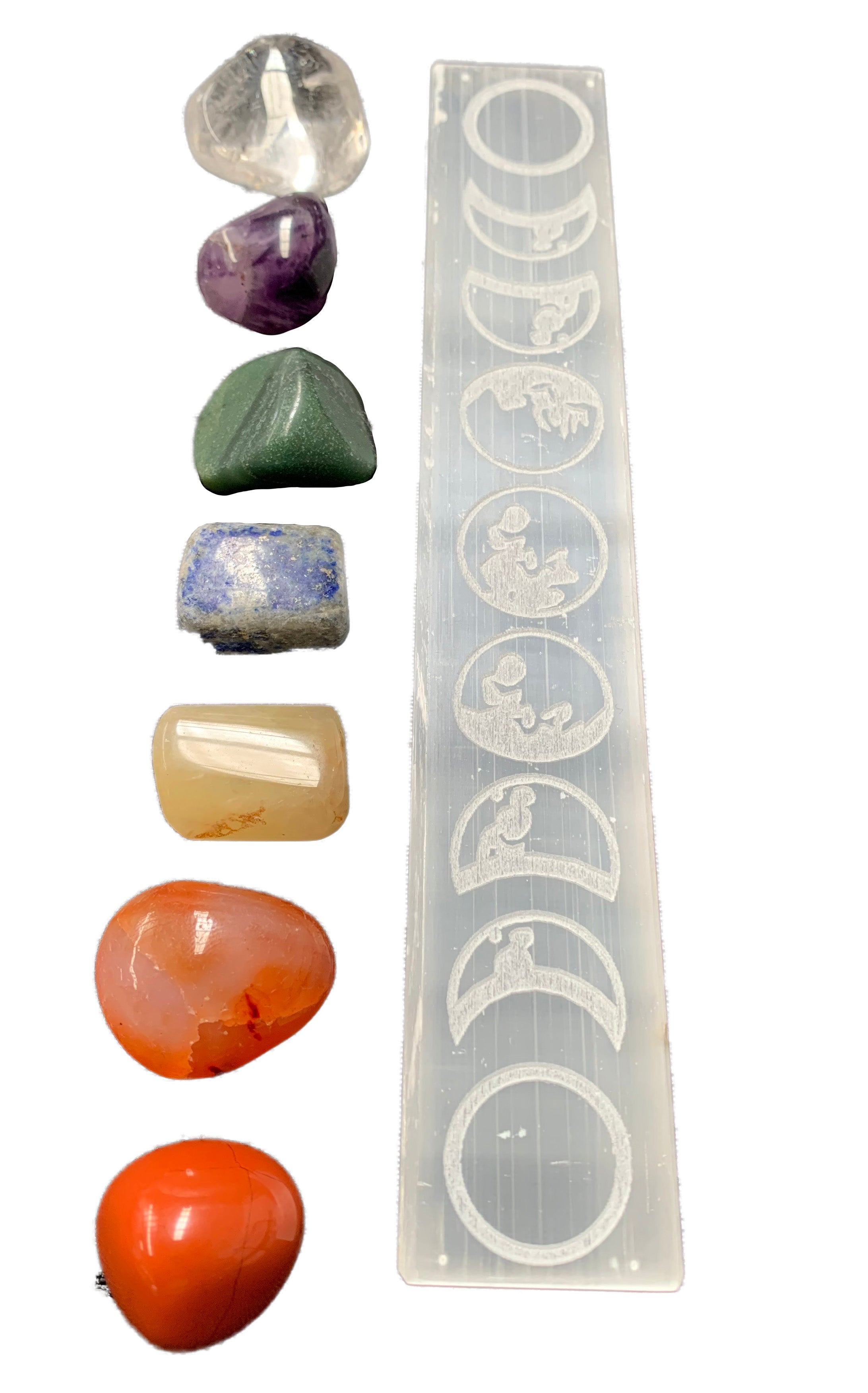 Moon Phases Selenite Crystal Charging Plate Set