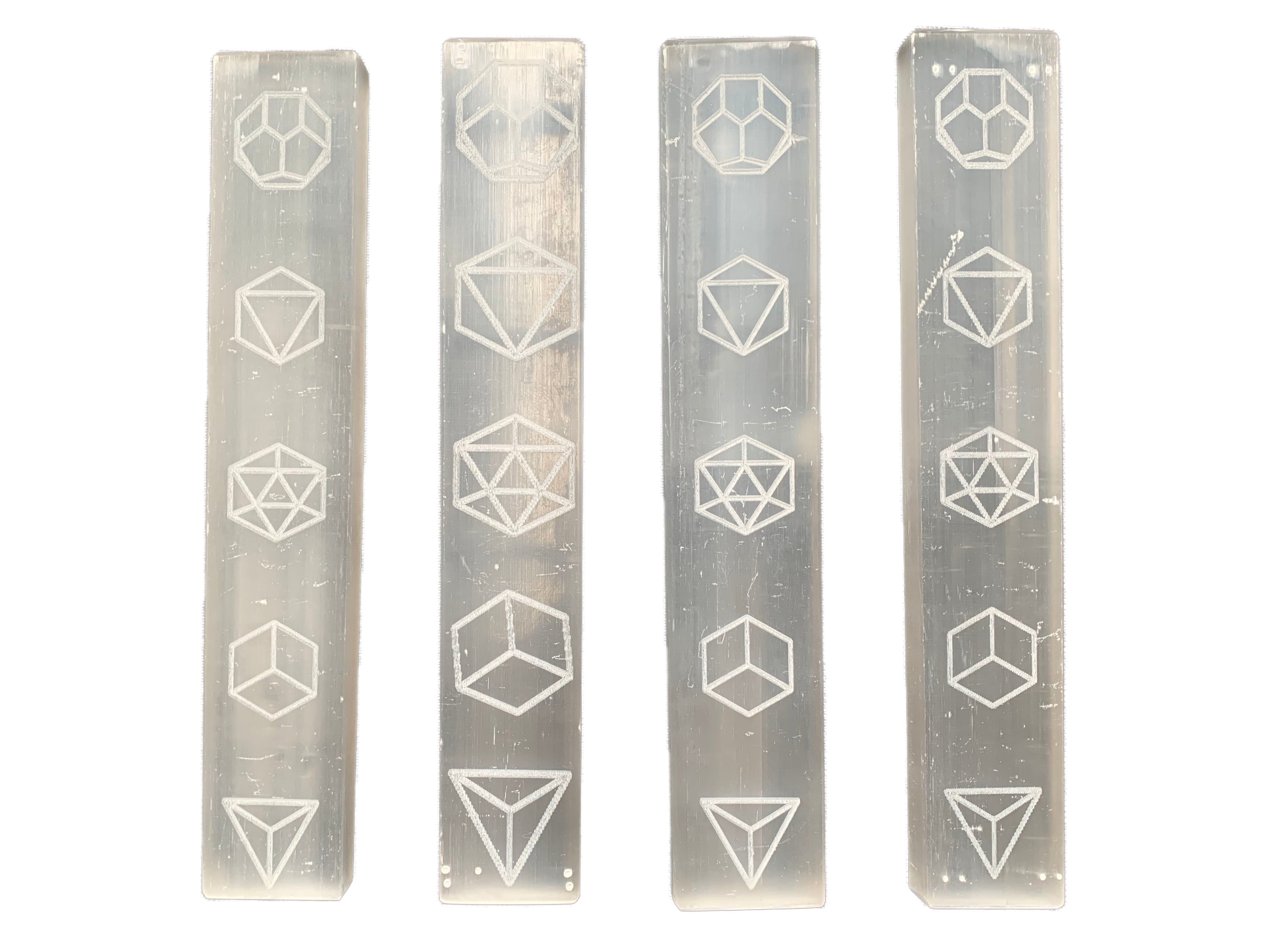Platonic Solids Selenite Crystal Charging Plate Set