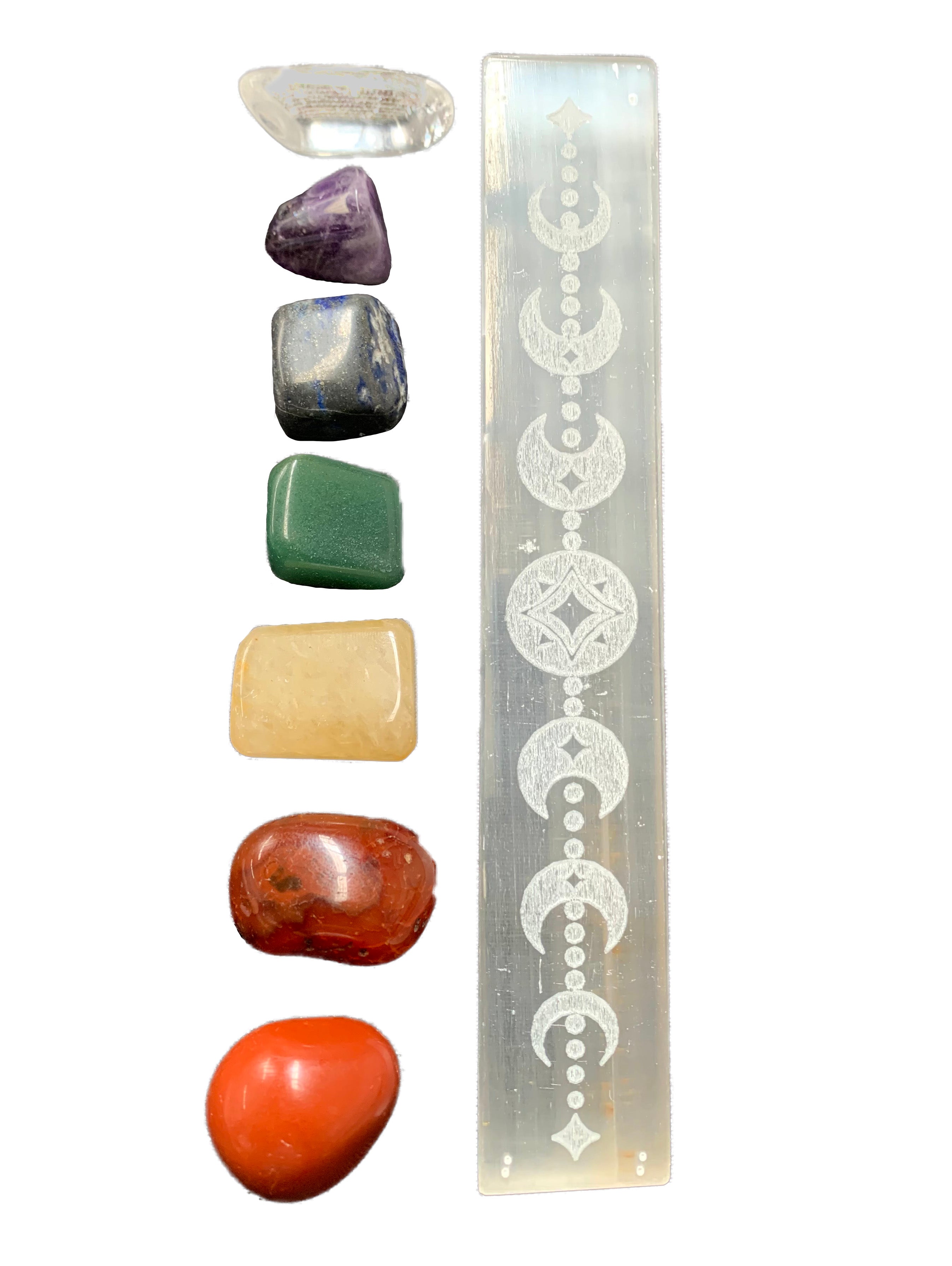 Luna Dance Selenite Crystal Charging Plate Set