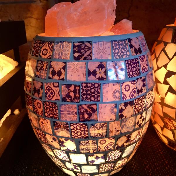 Large Porcelain Mosaic Vase Bowl Himalayan Salt Lamp Natural