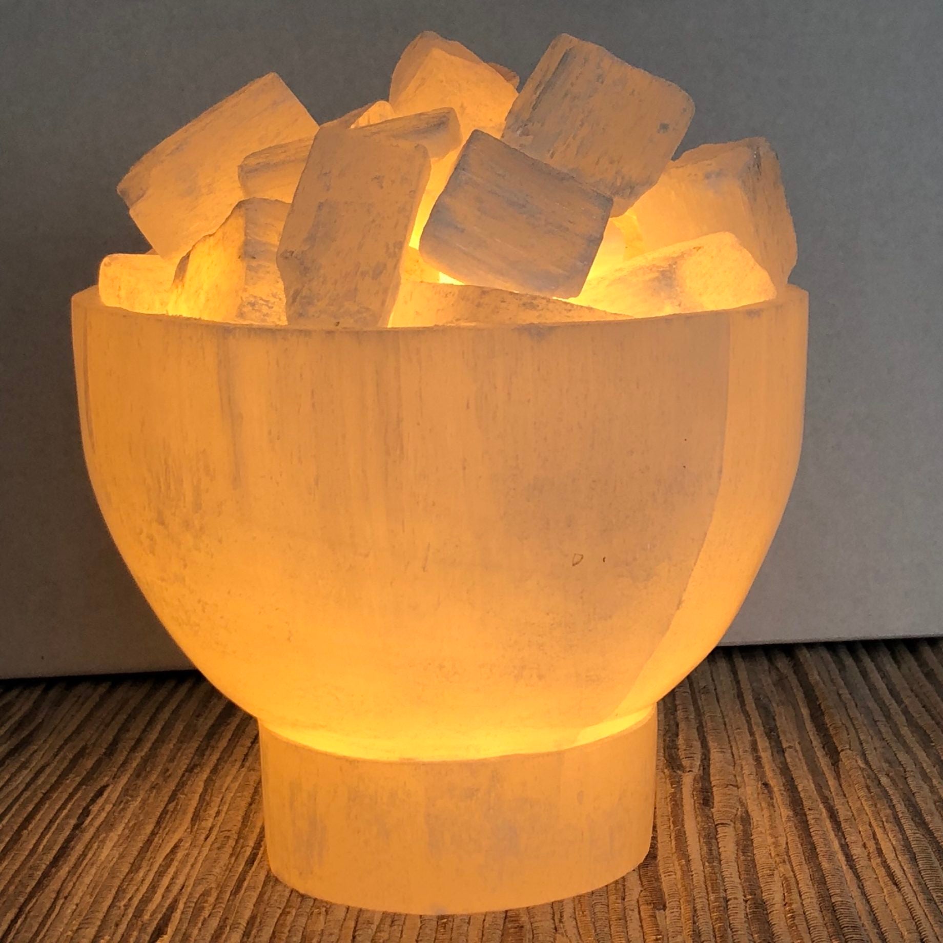Selenite Firebowl Lamp Chunks Rocks Natural Raw Crystal