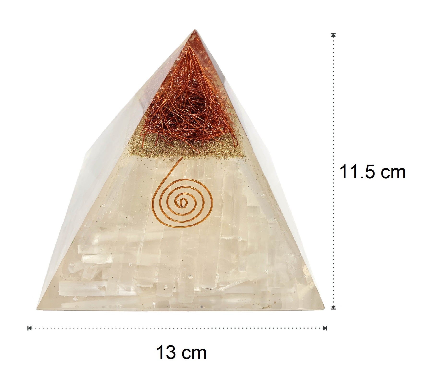 Copper Capstone Selenite Orgonite Pyramid