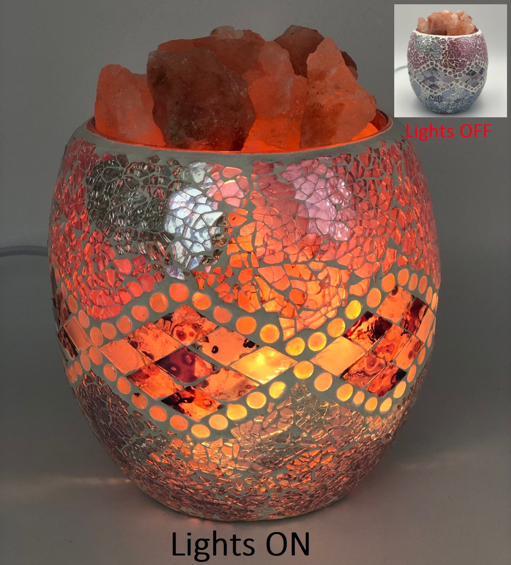 Pink Aztec Glass Mosaic Vase Bowl Himalayan Salt Lamp Natural