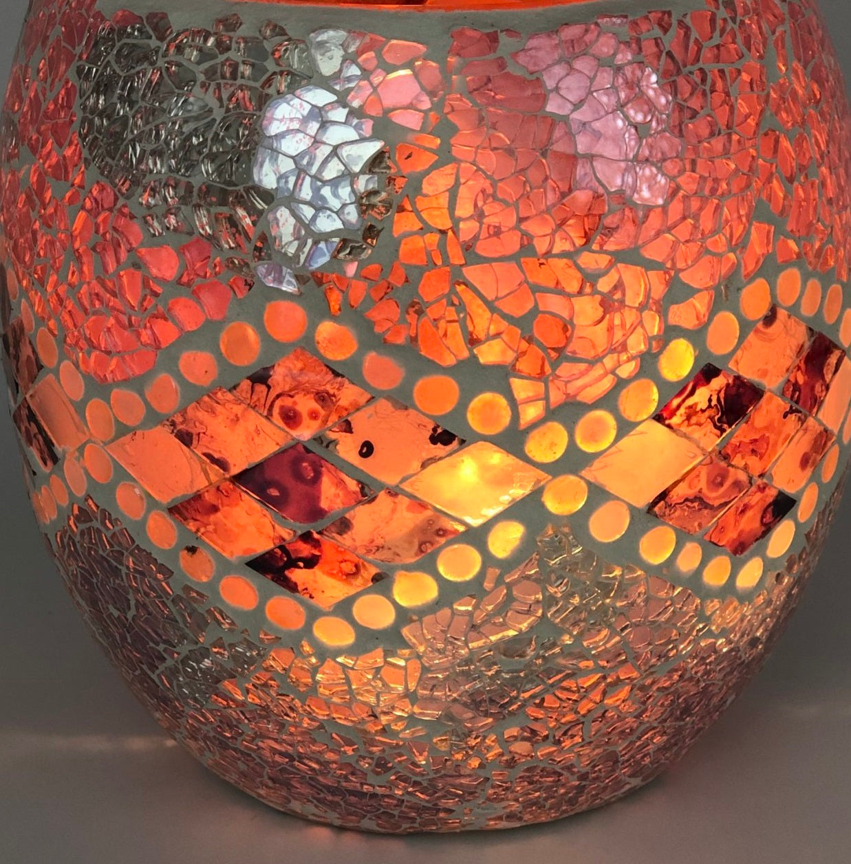 Pink Aztec Glass Mosaic Vase Bowl Himalayan Salt Lamp Natural