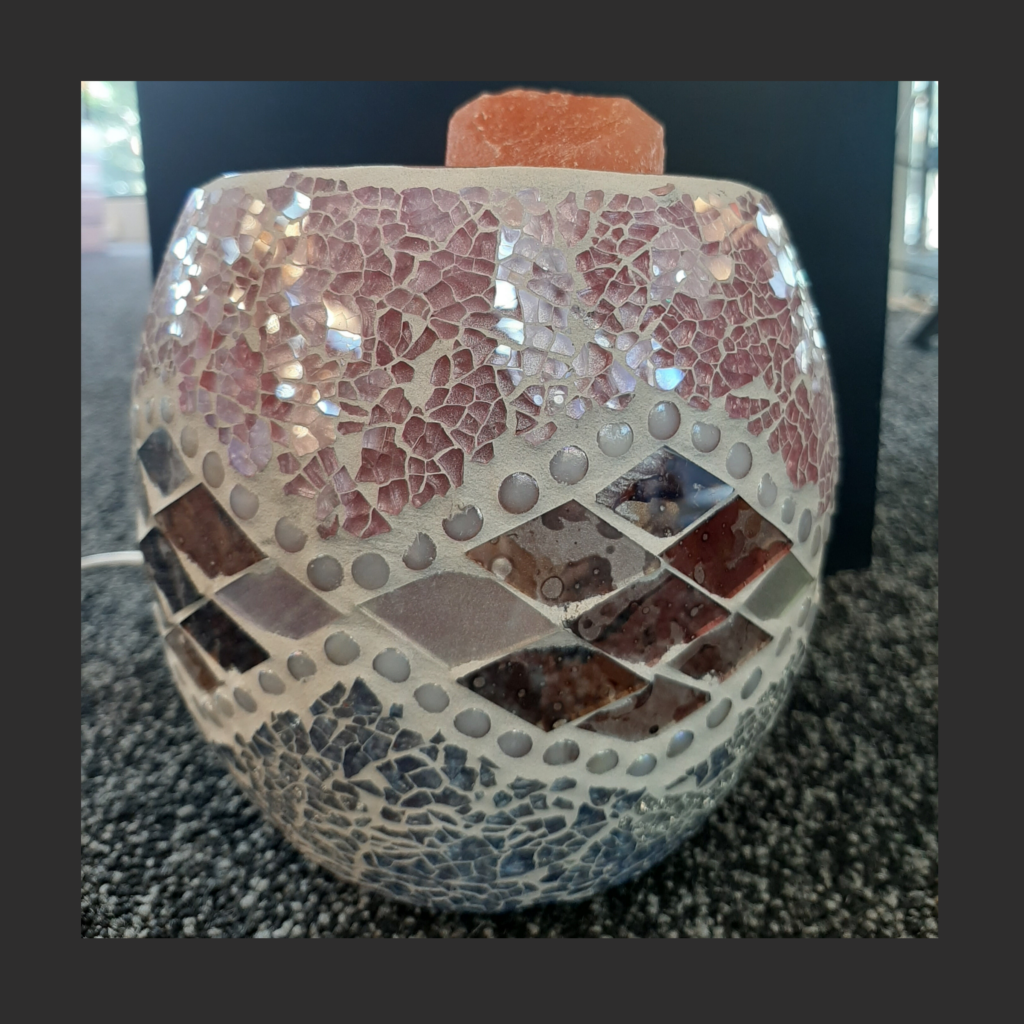 Pink Aztec Glass Mosaic Vase Bowl Himalayan Salt Lamp Natural