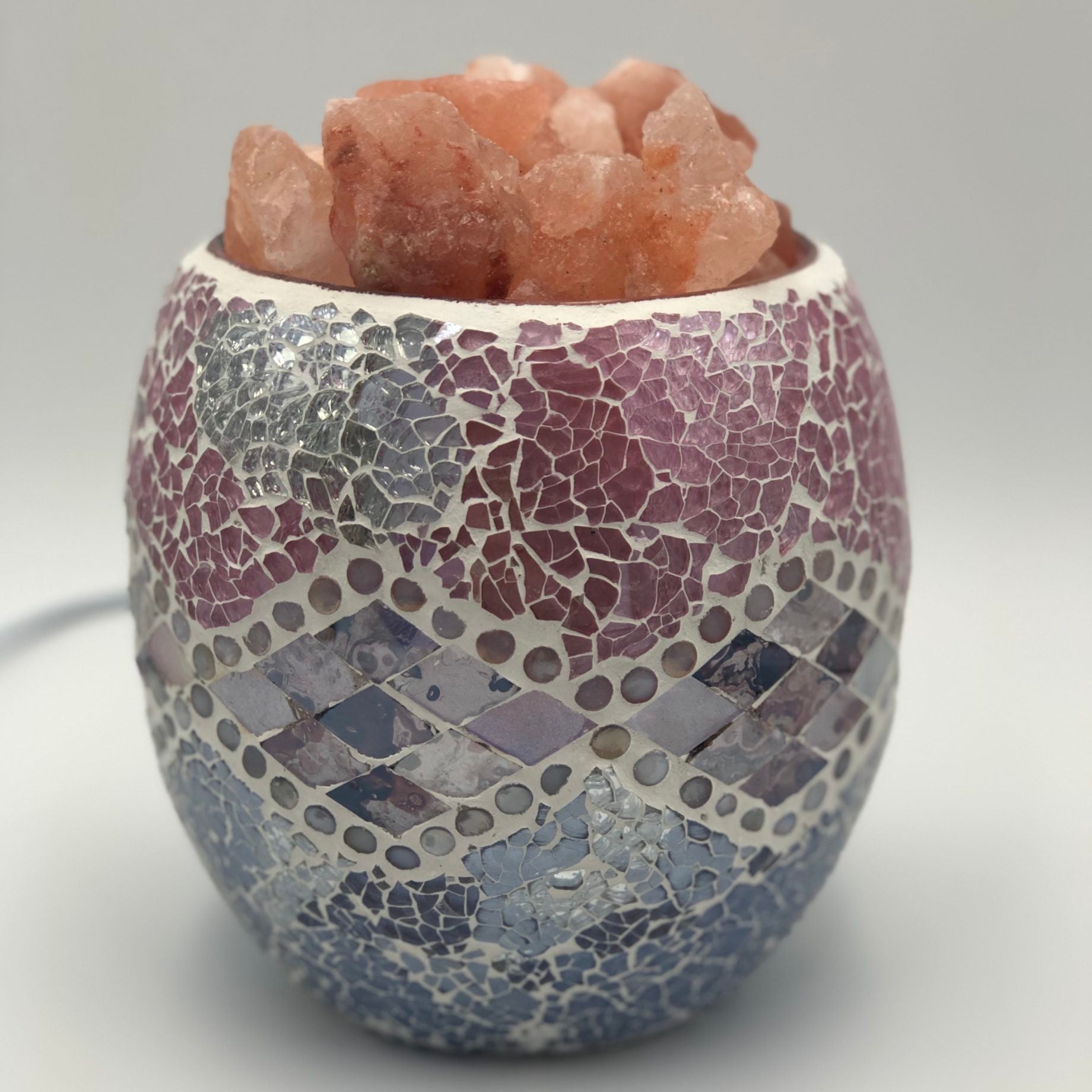 Pink Aztec Glass Mosaic Vase Bowl Himalayan Salt Lamp Natural
