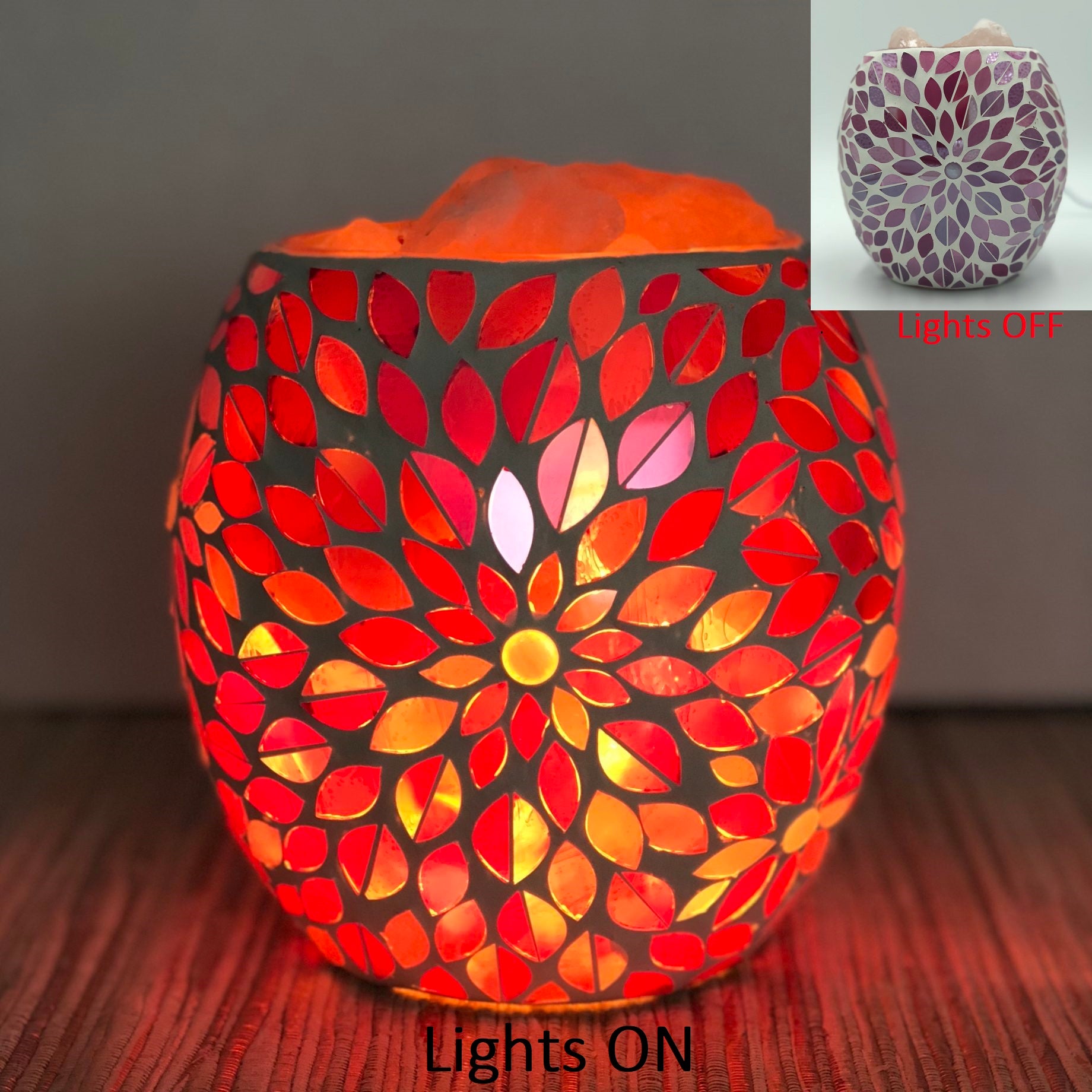 Pink Flower Glass Mosaic Vase Bowl Himalayan  Salt Lamp Natural