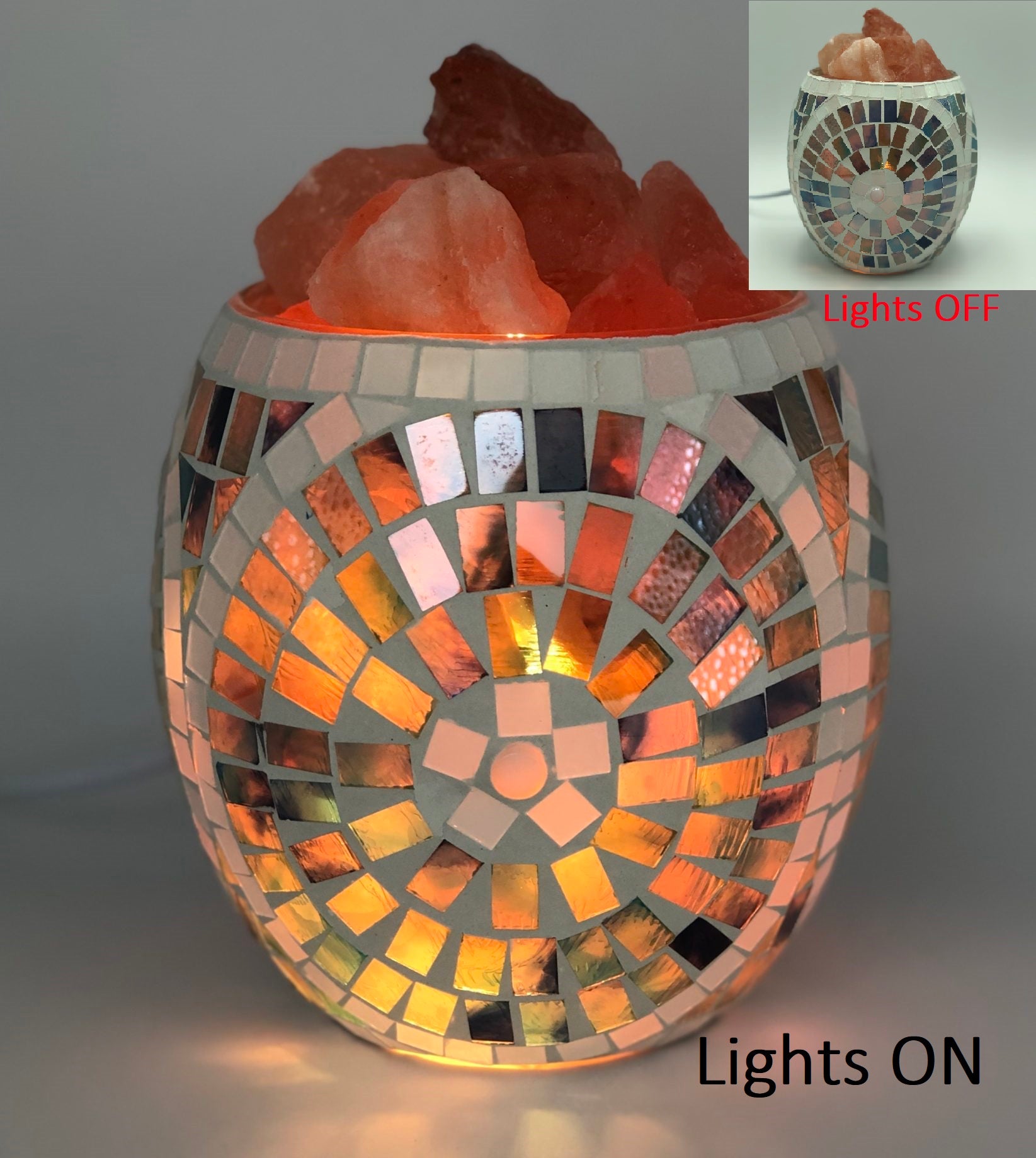 Green Aztec Glass Mosaic Vase Bowl Himalayan Salt Lamp Natural