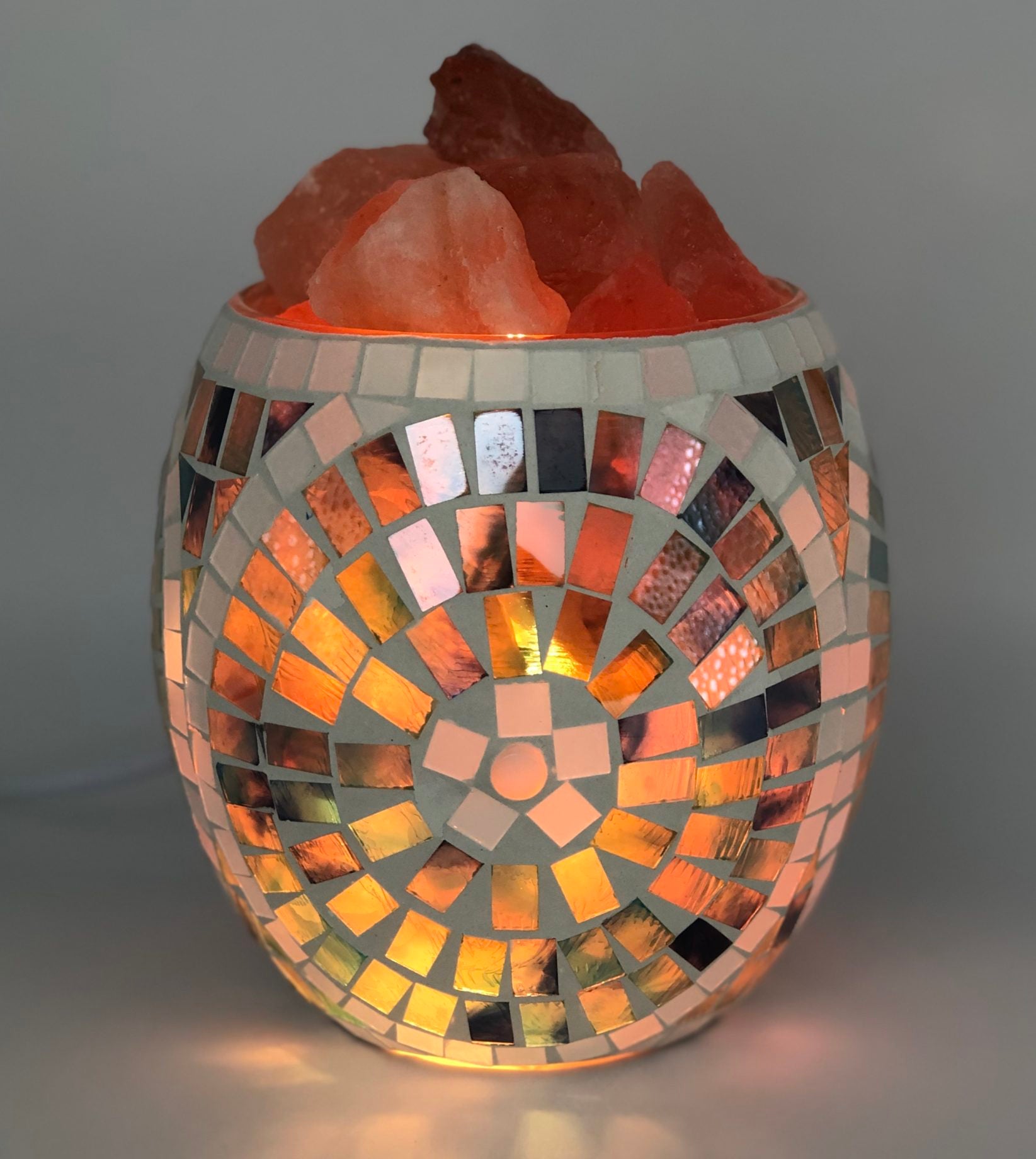 Green Aztec Glass Mosaic Vase Bowl Himalayan Salt Lamp Natural