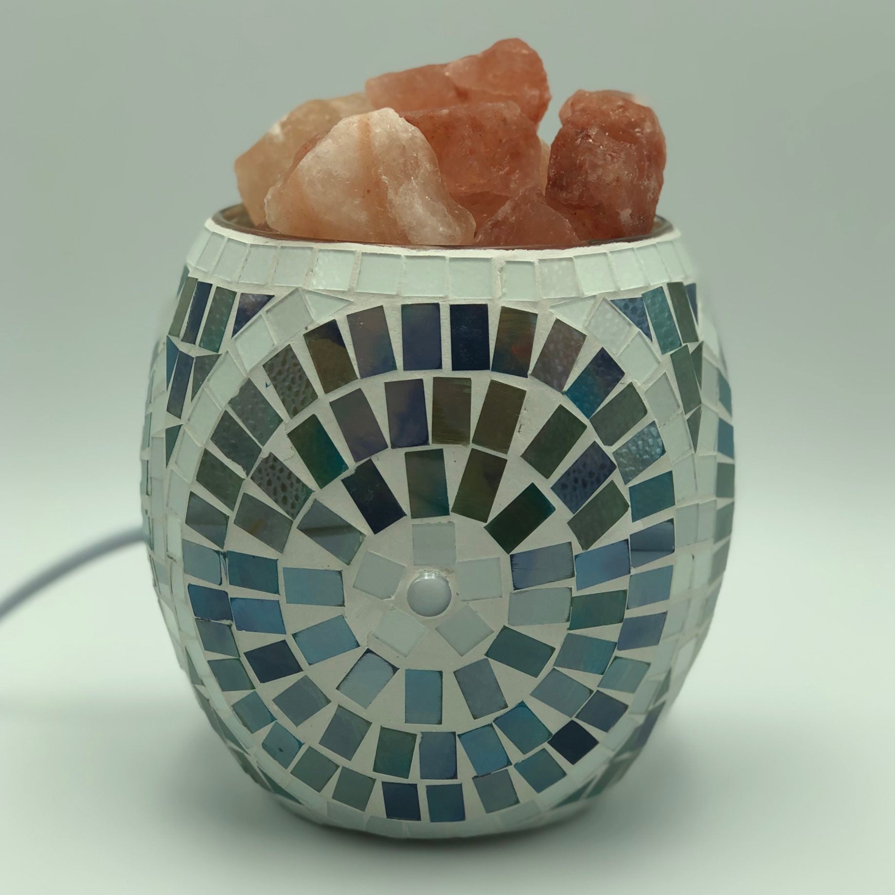 Green Aztec Glass Mosaic Vase Bowl Himalayan Salt Lamp Natural