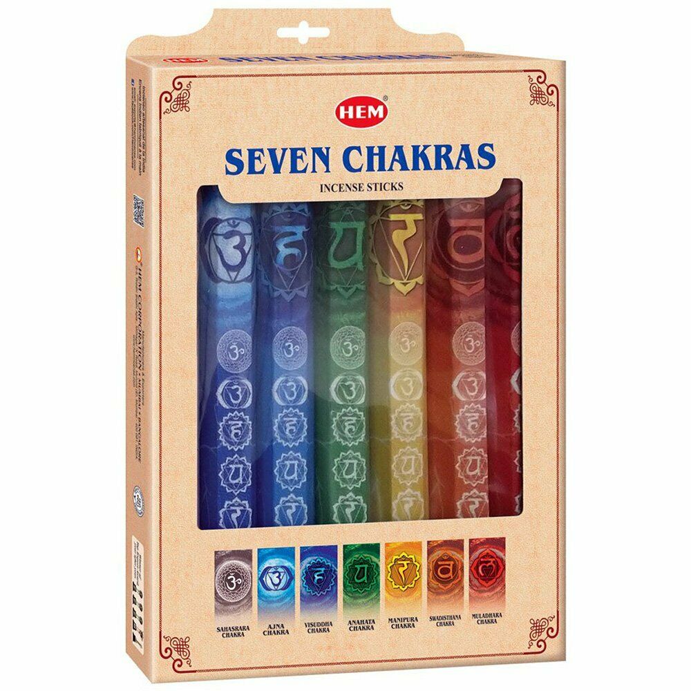 HEM 7 Chakras Gift Set Incense Mixed Variety 7 packs - 140 Sticks
