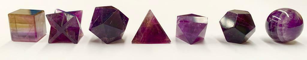 Amethyst Sacred Geometry Set Platonic Solid 7 Pieces