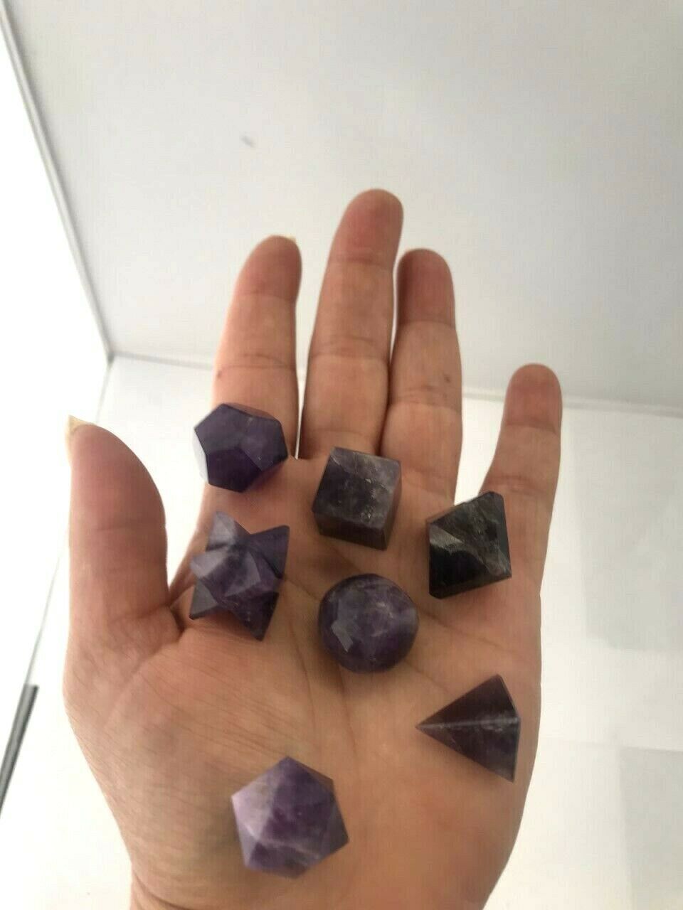 Amethyst Sacred Geometry Set Platonic Solid 7 Pieces