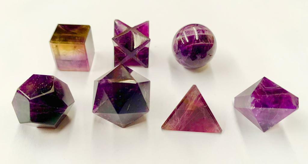 Amethyst Sacred Geometry Set Platonic Solid 7 Pieces