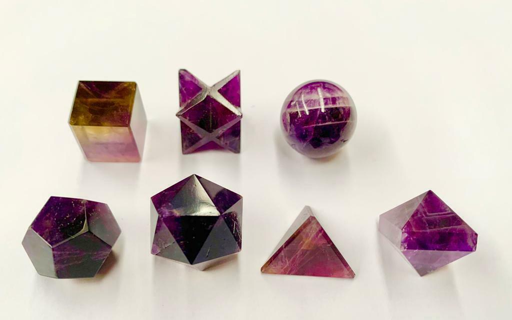 Amethyst Sacred Geometry Set Platonic Solid 7 Pieces