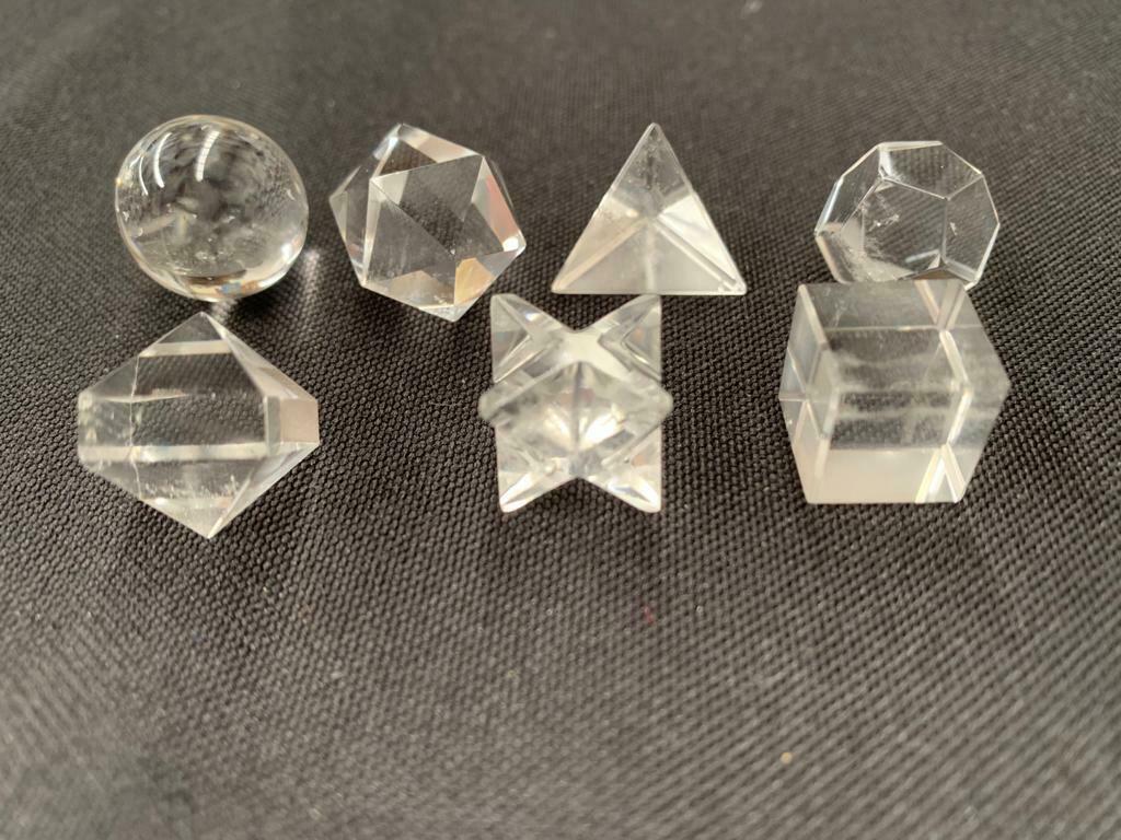 Clear Quartz Sacred Geometry Set Platonic Solid 7 Pieces