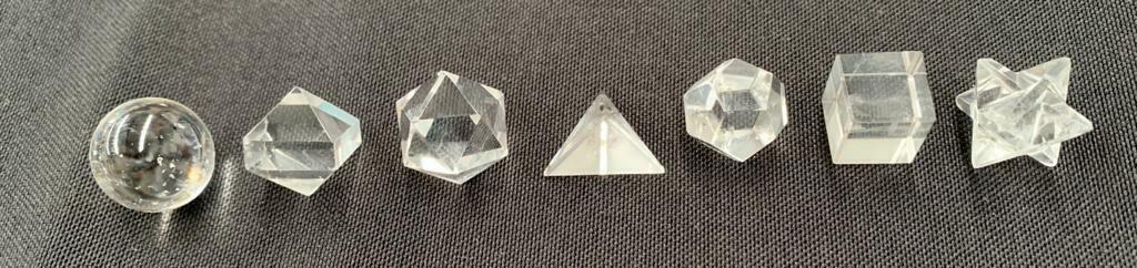 Clear Quartz Sacred Geometry Set Platonic Solid 7 Pieces