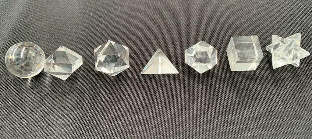 Clear Quartz Sacred Geometry Set Platonic Solid 7 Pieces