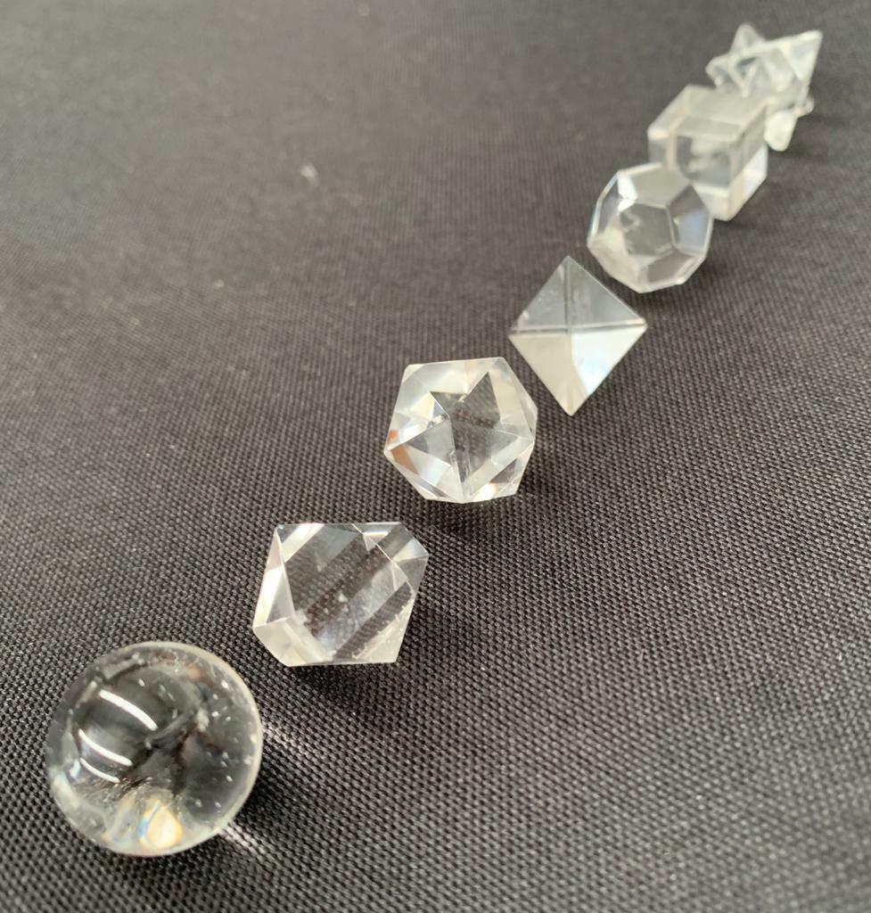 Clear Quartz Sacred Geometry Set Platonic Solid 7 Pieces