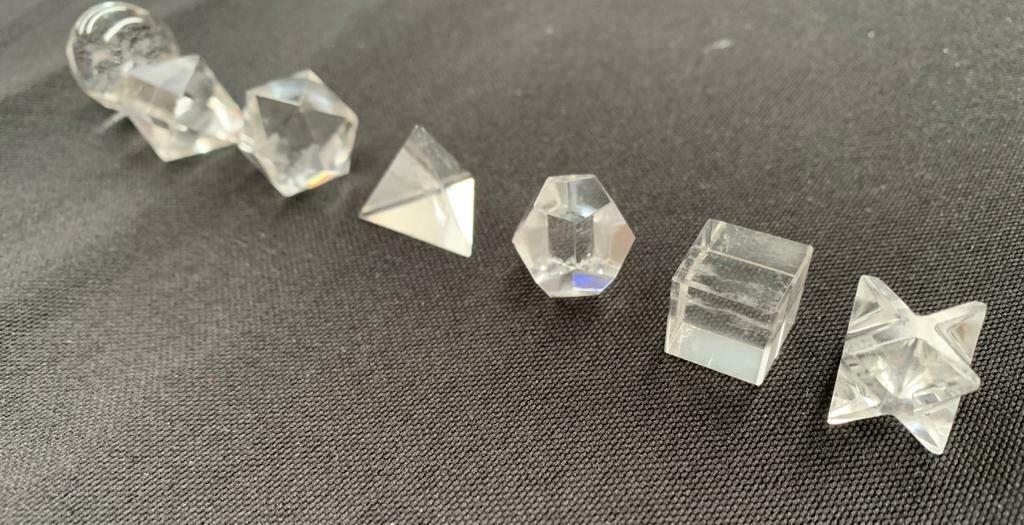 Clear Quartz Sacred Geometry Set Platonic Solid 7 Pieces