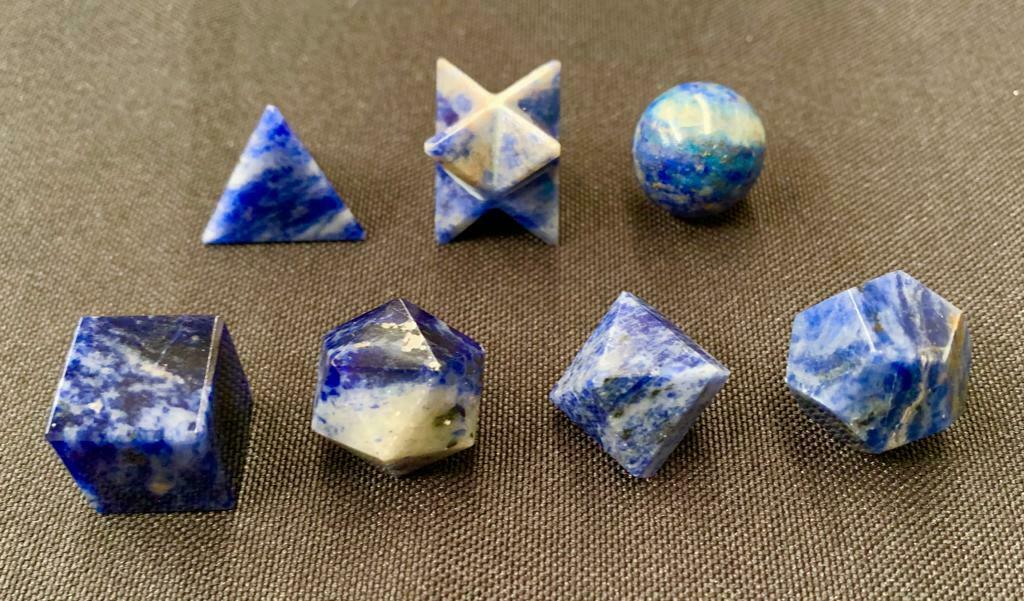 Sodalite Sacred Geometry Set Platonic Solid 7 Pieces