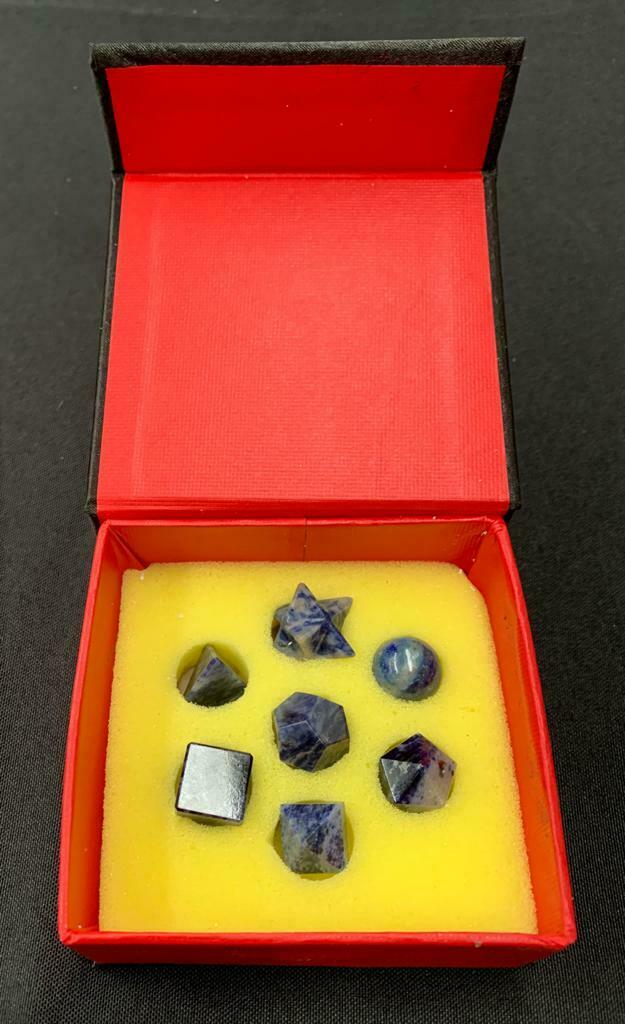 Sodalite Sacred Geometry Set Platonic Solid 7 Pieces