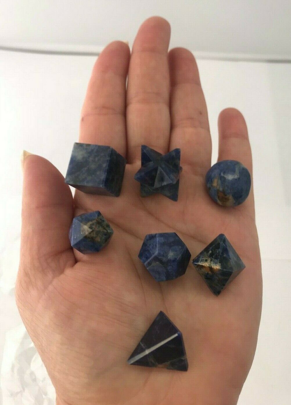 Sodalite Sacred Geometry Set Platonic Solid 7 Pieces
