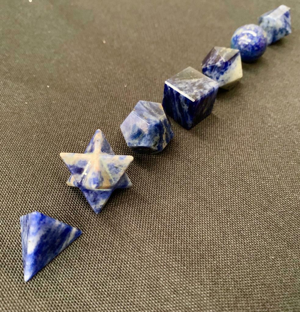 Sodalite Sacred Geometry Set Platonic Solid 7 Pieces