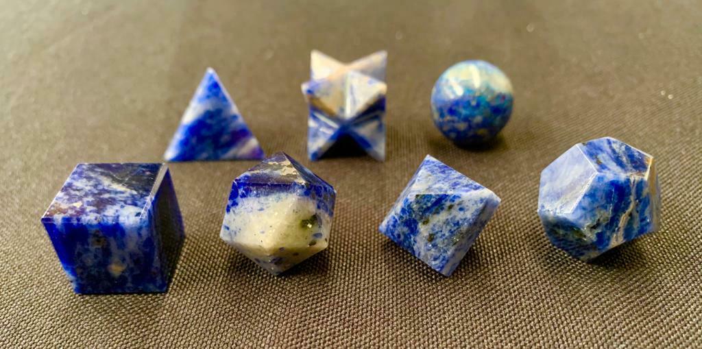 Sodalite Sacred Geometry Set Platonic Solid 7 Pieces