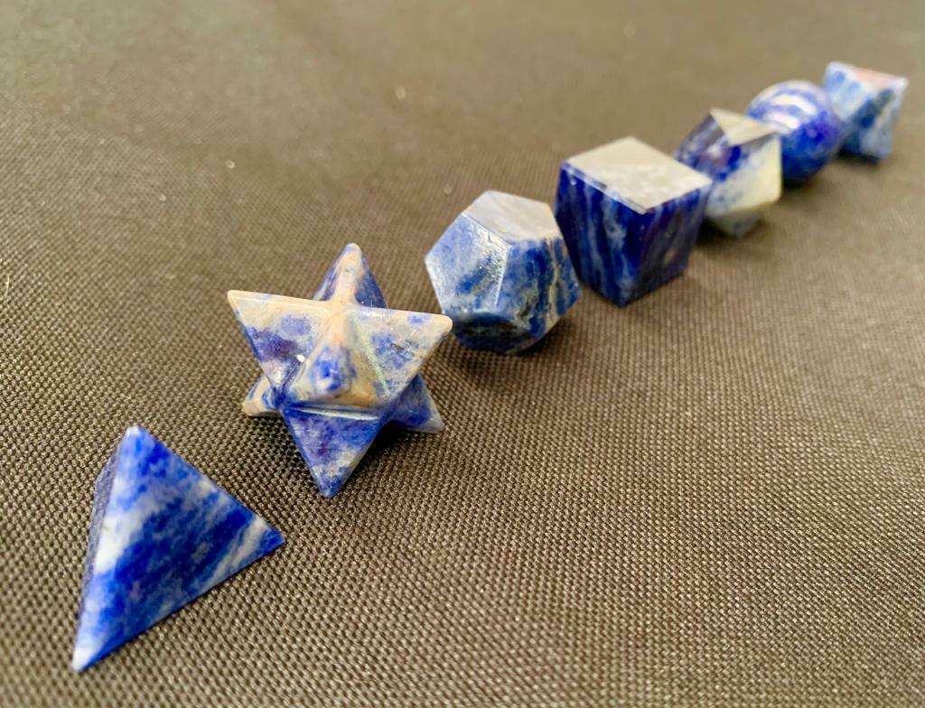 Sodalite Sacred Geometry Set Platonic Solid 7 Pieces
