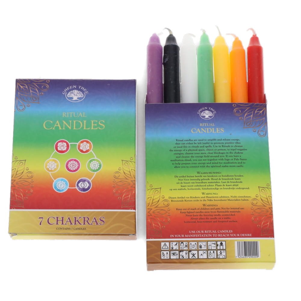 7 Chakras Ritual Candles Green Tree