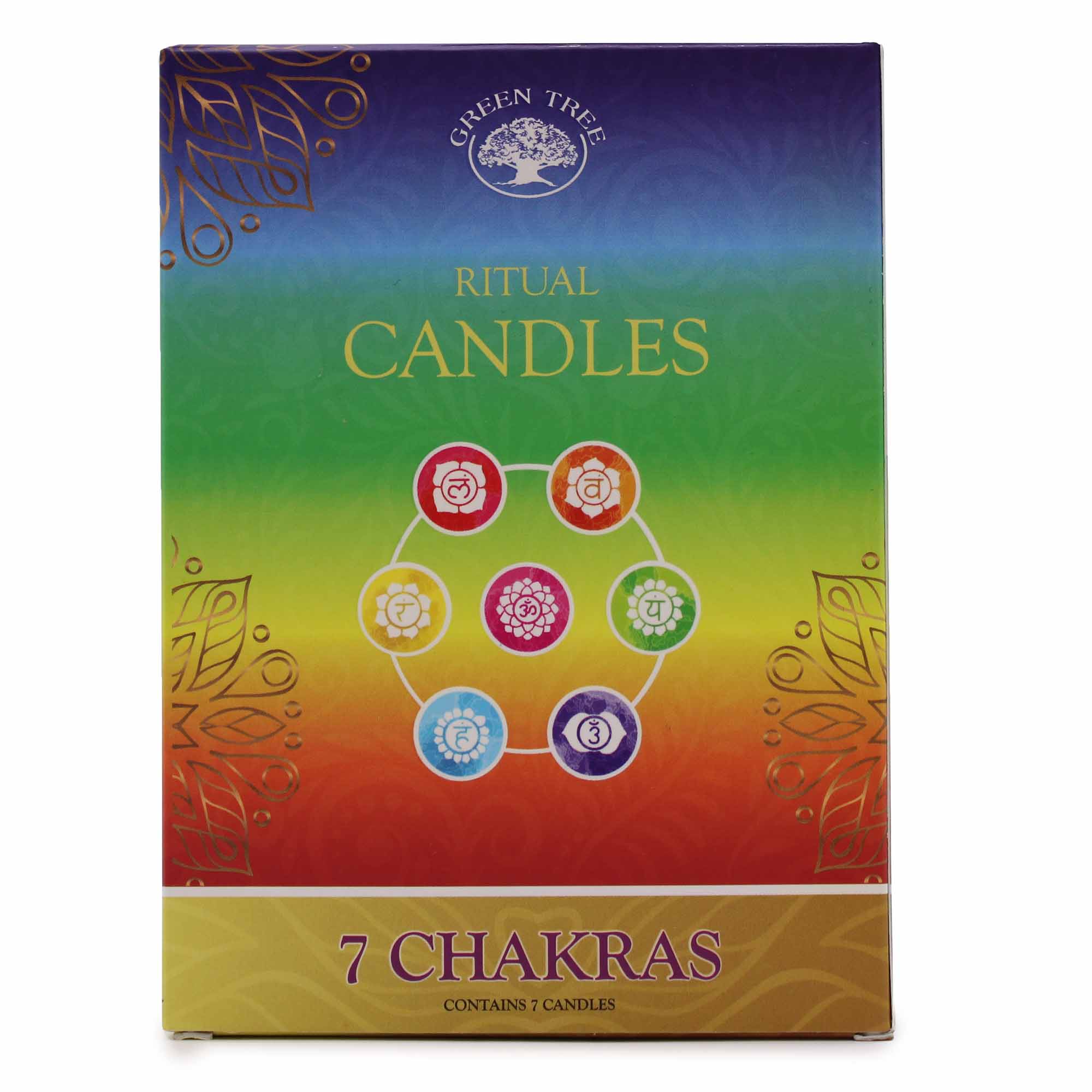 7 Chakras Ritual Candles Green Tree