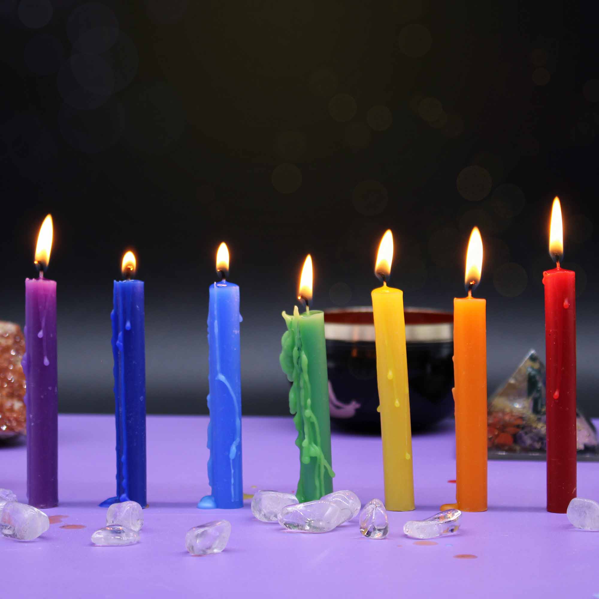 7 Chakras Ritual Candles Green Tree