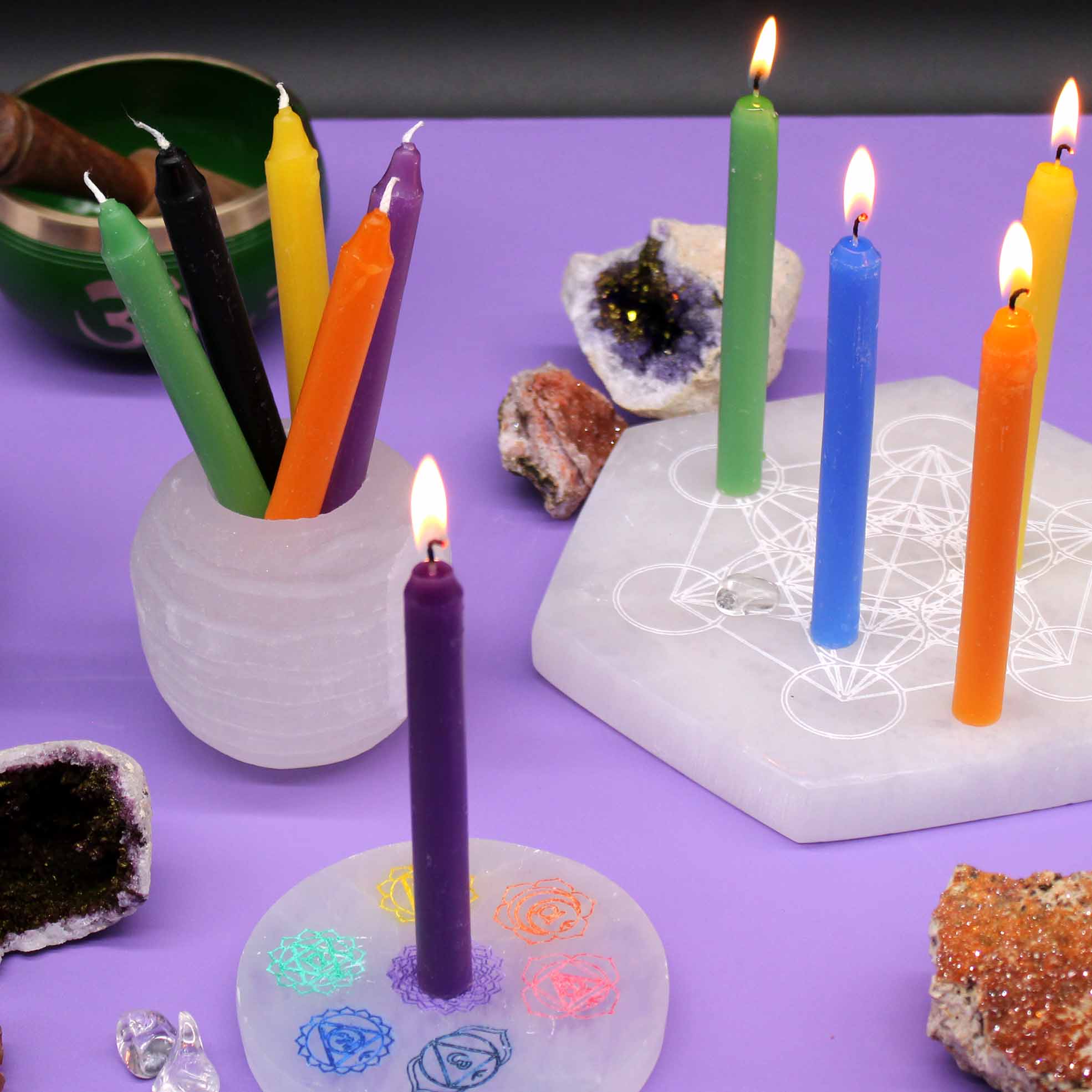 7 Chakras Ritual Candles Green Tree