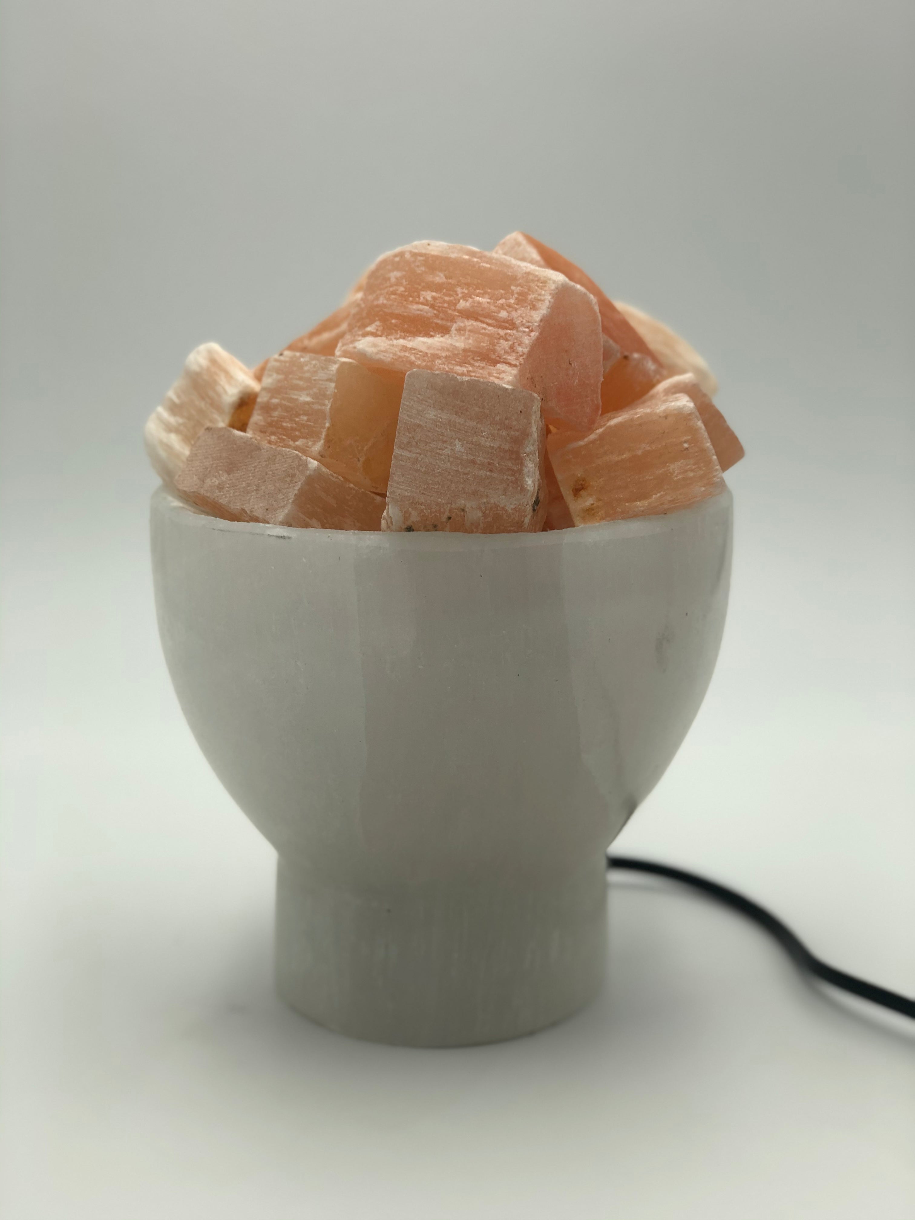 Selenite Firebowl with Peach Selenite Chunks