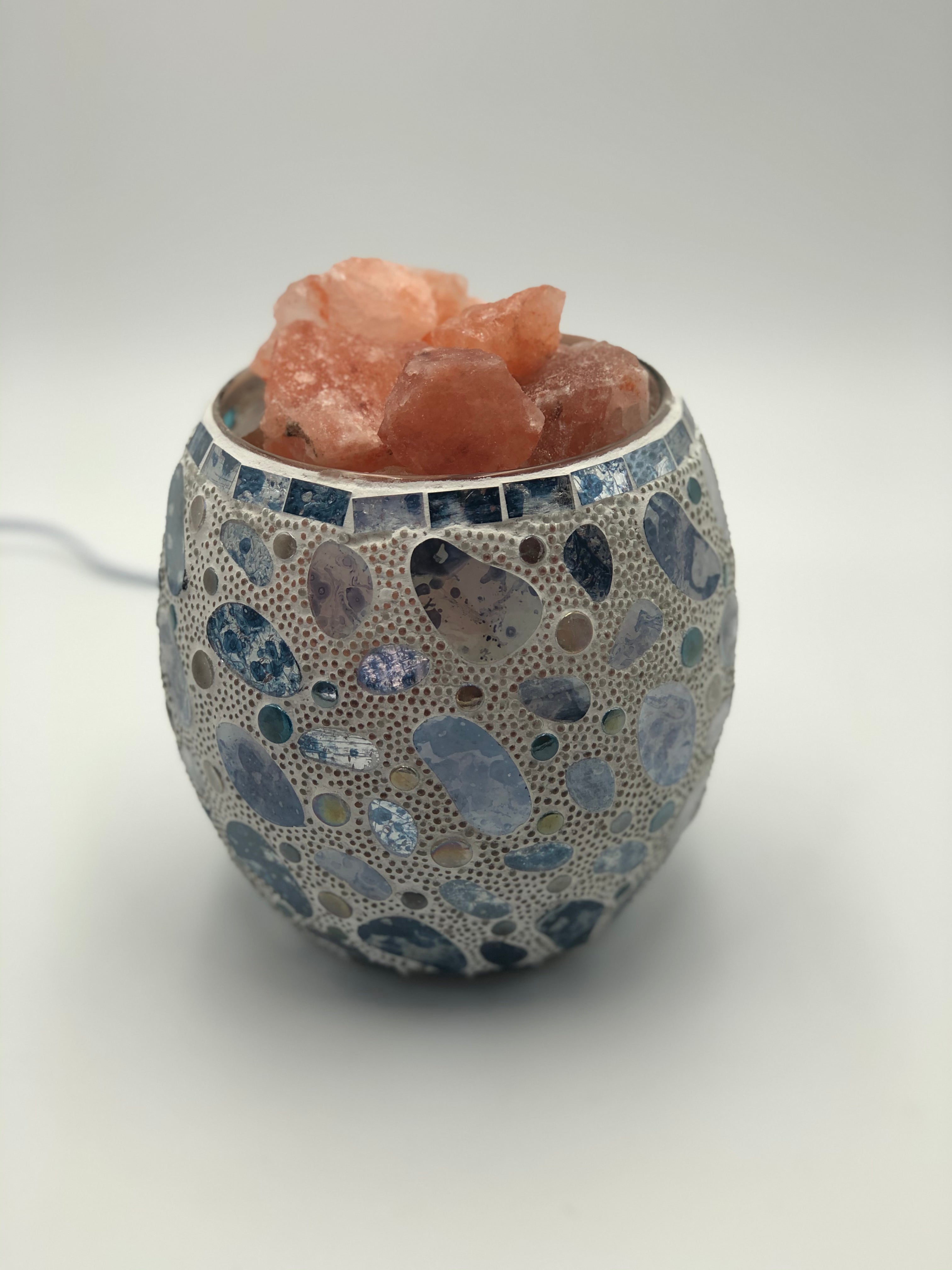 Aqua Pebble Glass Mosaic Vase Bowl Himalayan Salt Lamp Natural