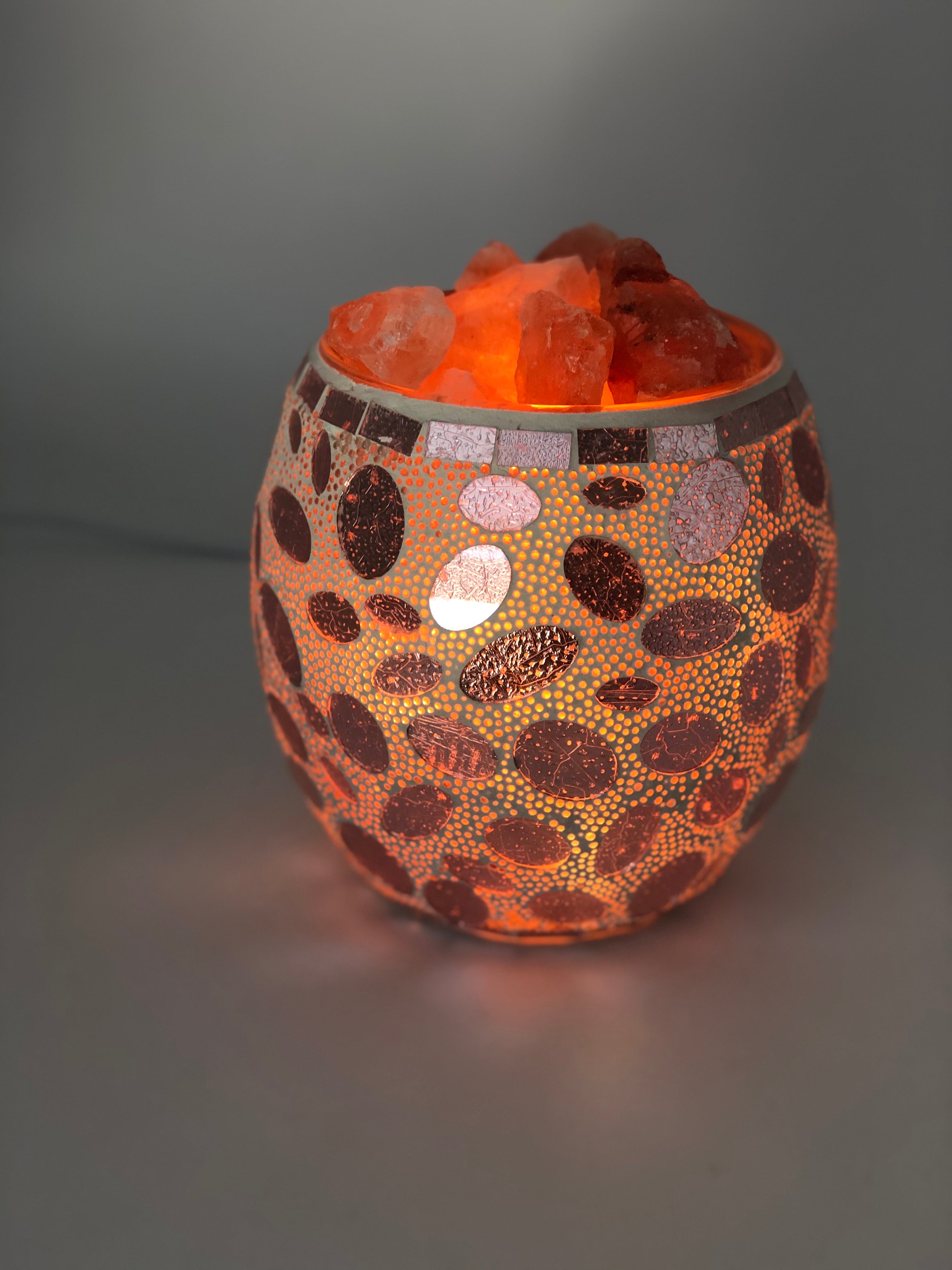 Rose Gold Pebble Glass Mosaic Vase Bowl Himalayan Salt Lamp Natural