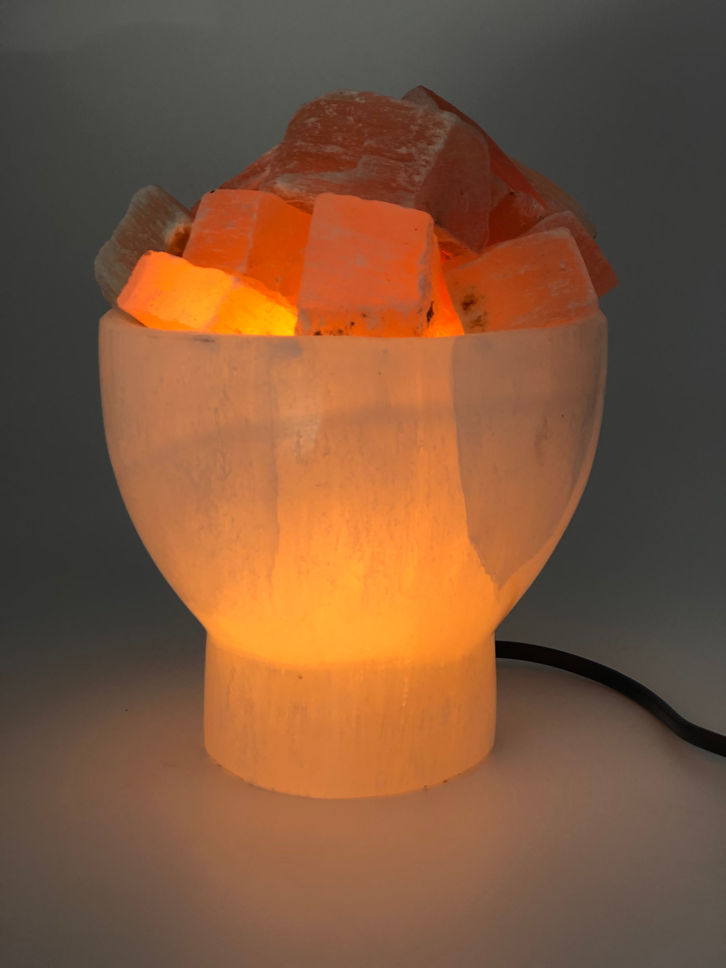 Selenite Firebowl with Peach Selenite Chunks