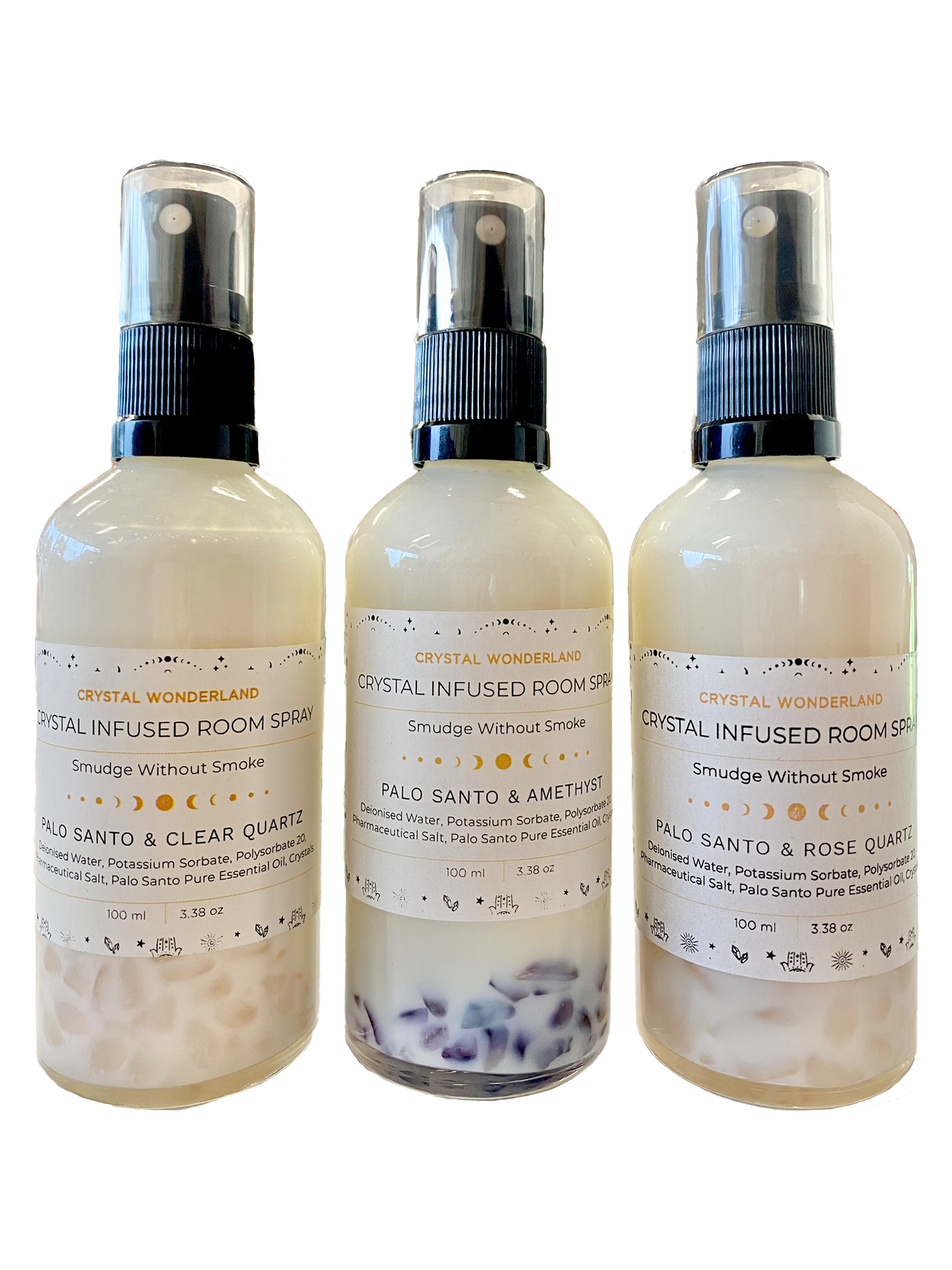 Crystal Wonderland Crystal Infused Room Aura Cleasing Spray - Palo Santo and Clear Quartz