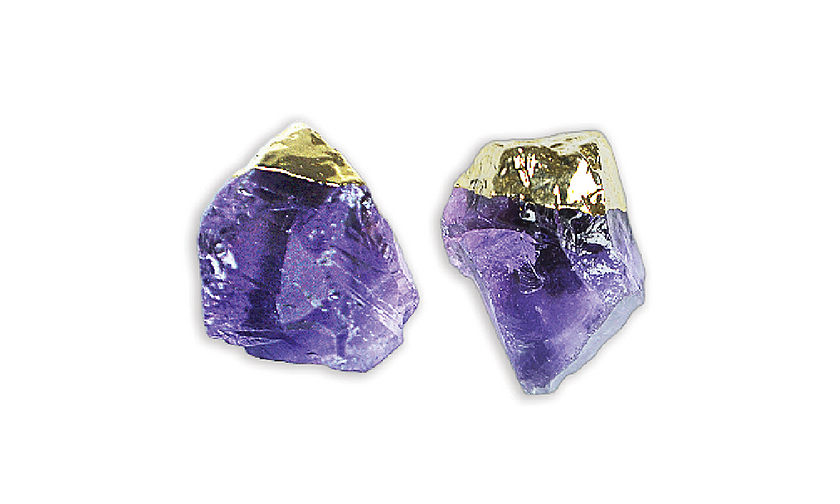 Amethyst Point Earring Studs Gold