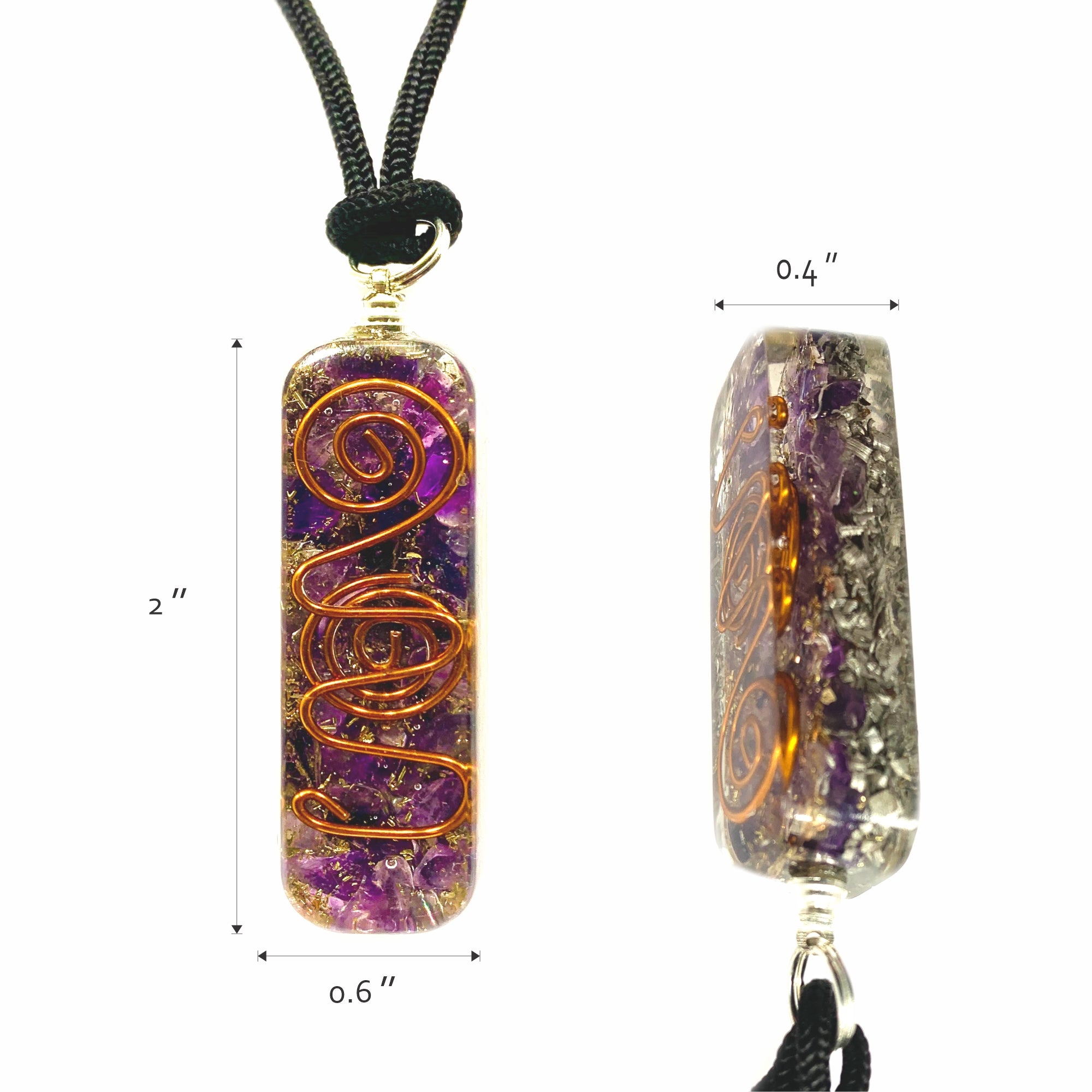 Amethyst Necklace Orgonite Pendant Adjustable Cord