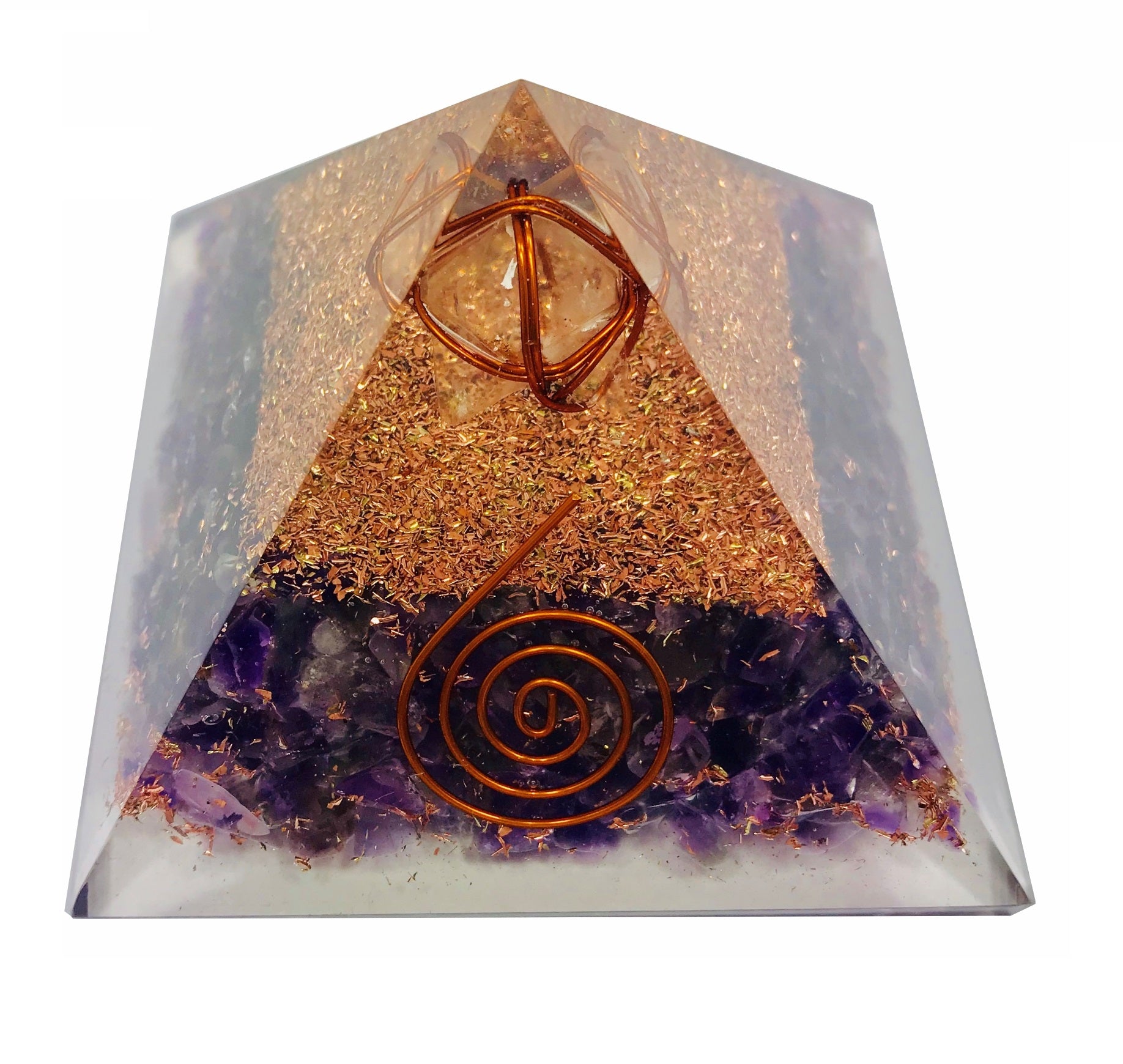 Amethyst Clear Quartz Orgonite Merkabah Pyramid