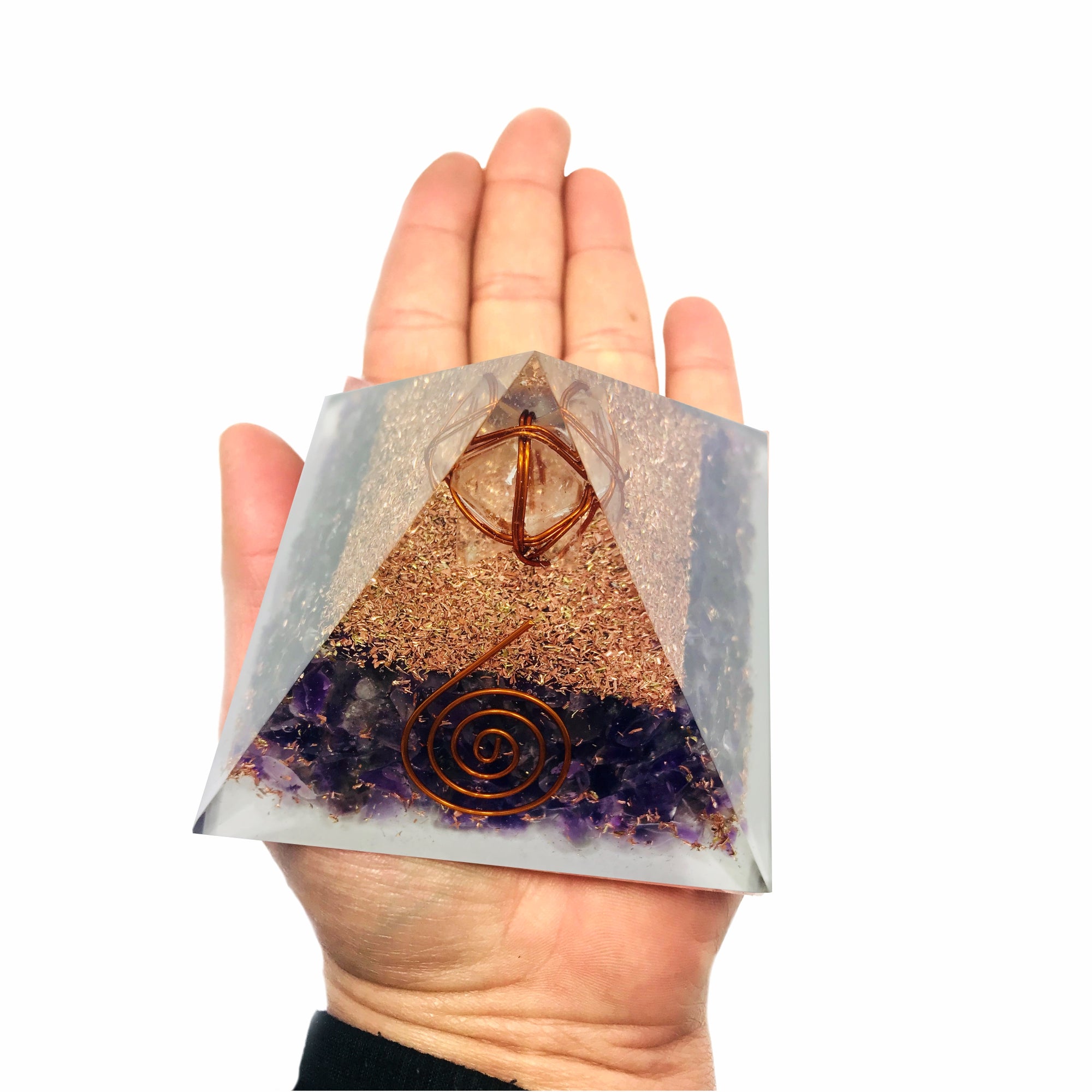 Amethyst Clear Quartz Orgonite Merkabah Pyramid