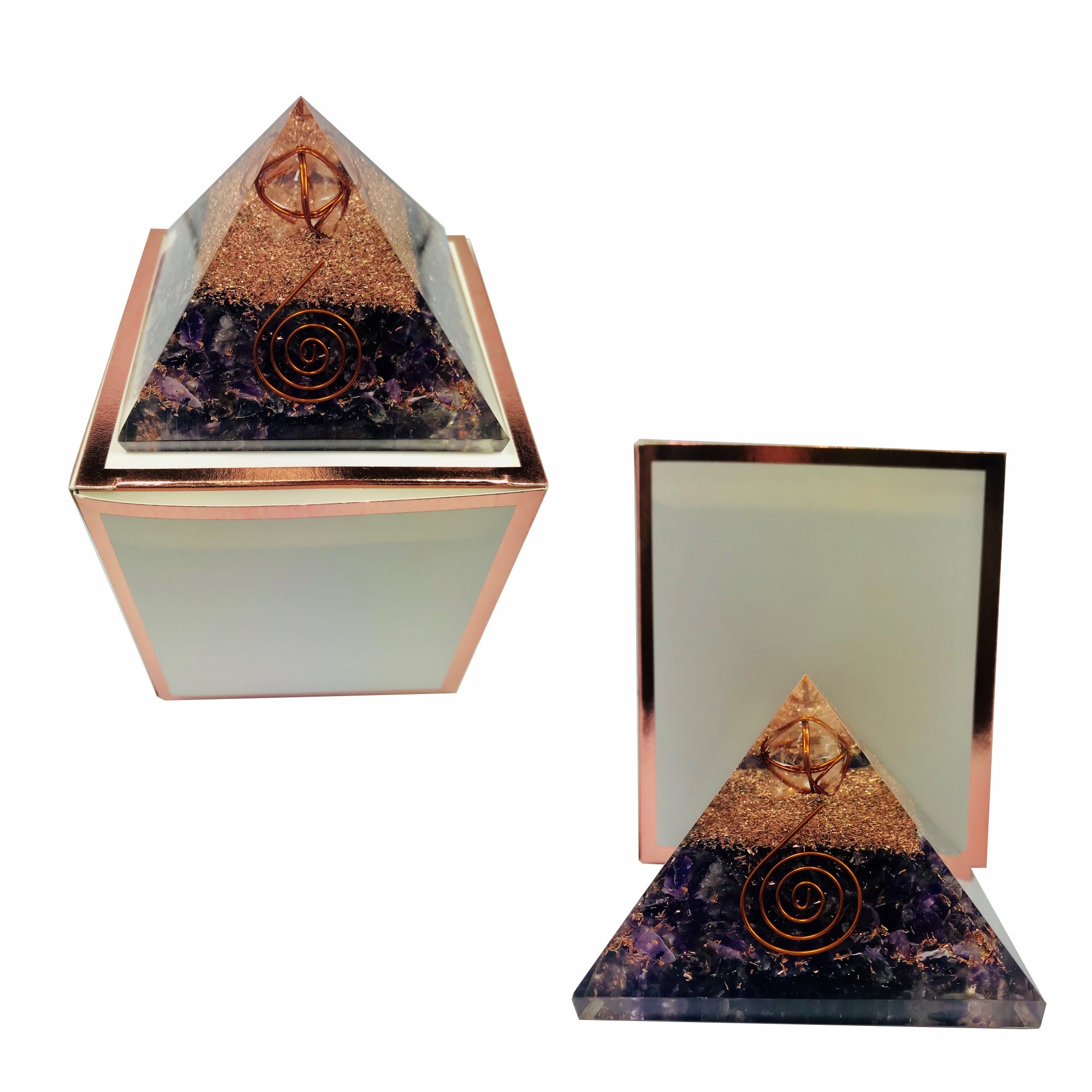 Amethyst Clear Quartz Orgonite Merkabah Pyramid